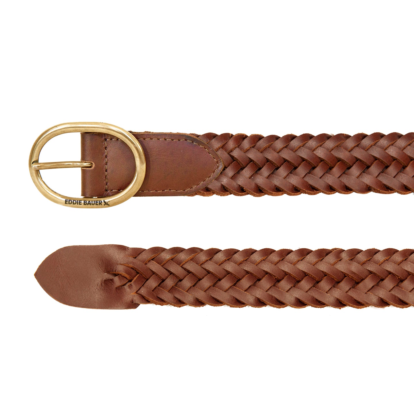 Center Bar Woven Leather Belt-TAN-7
