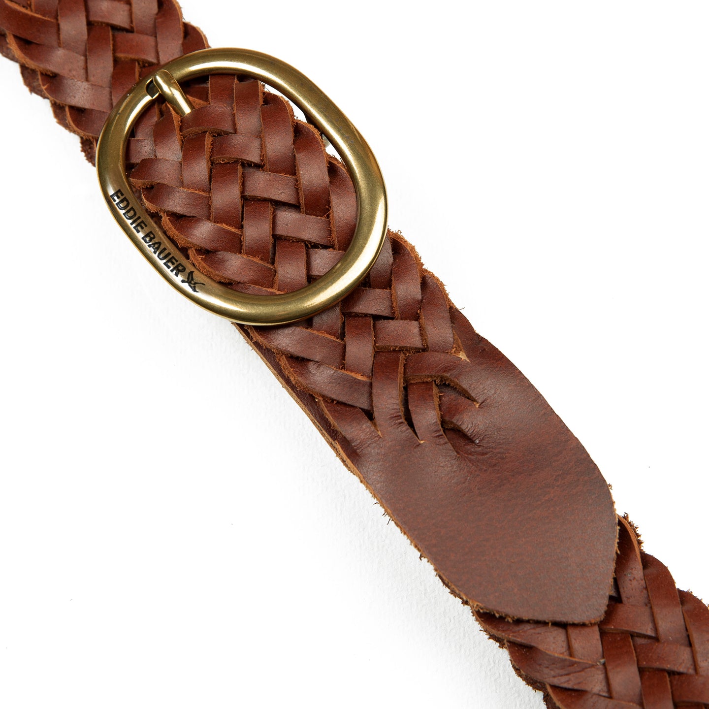 Center Bar Woven Leather Belt-TAN-10