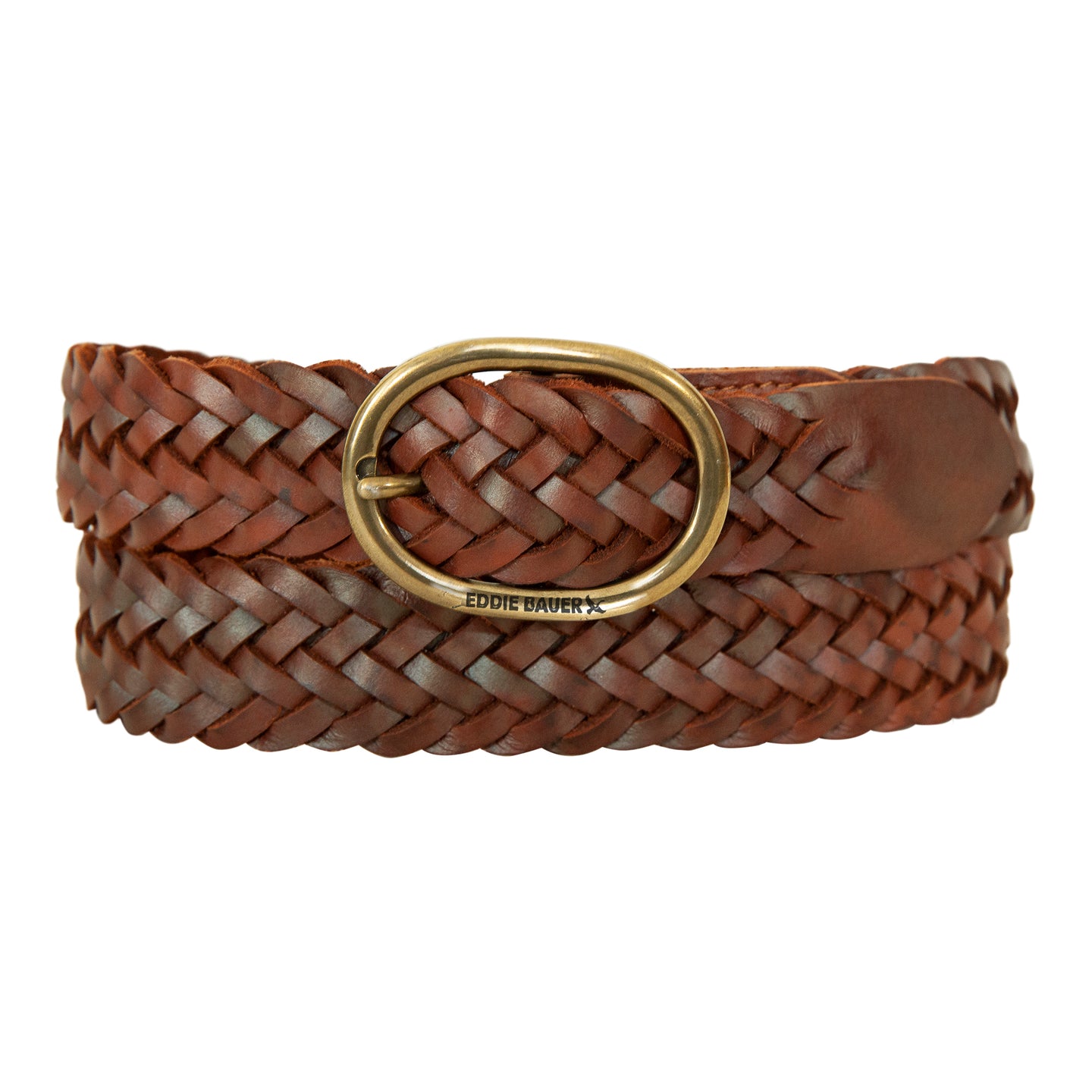 Center Bar Woven Leather Belt-TAN-6