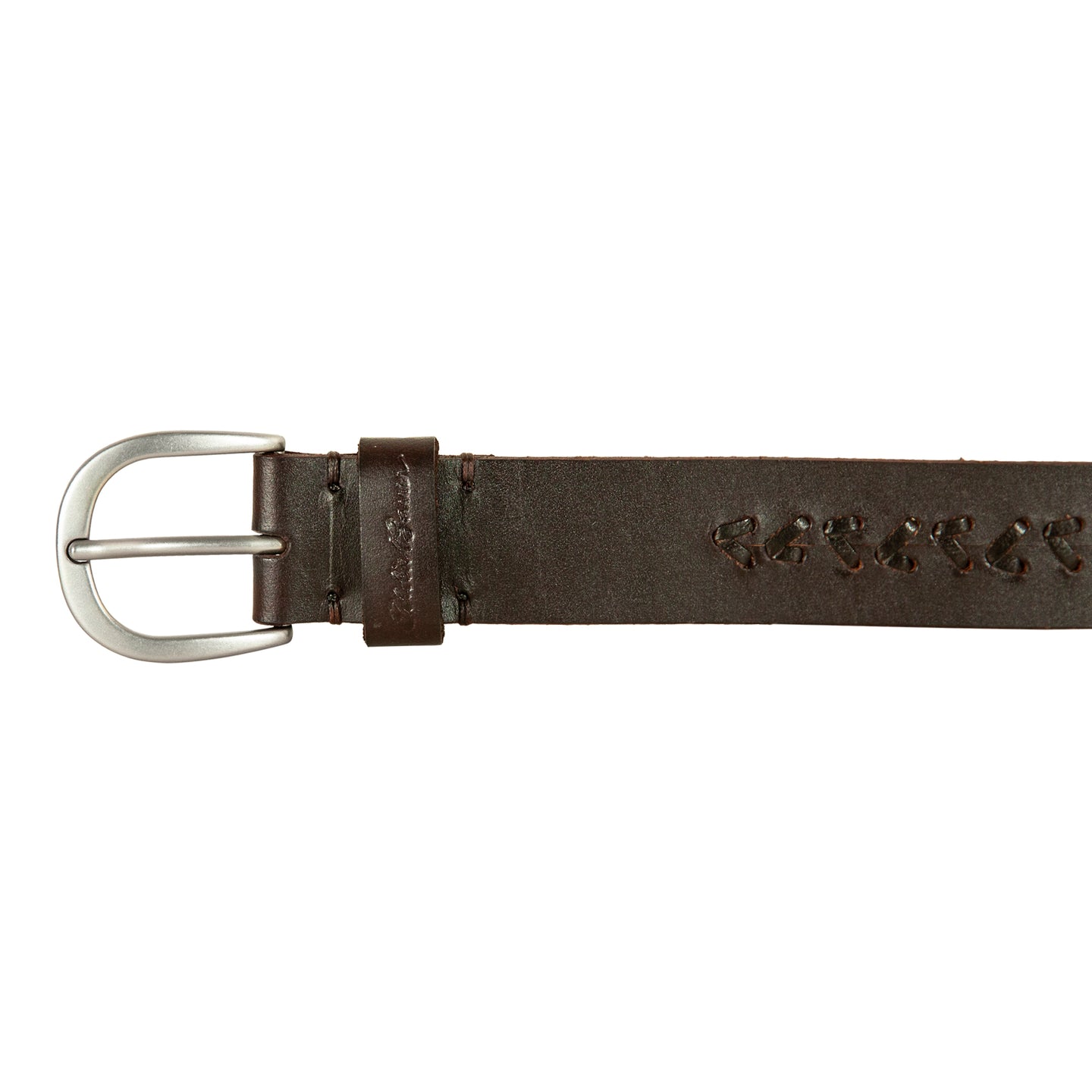 Center Lacing Detailed Leather Belt-Brown-5