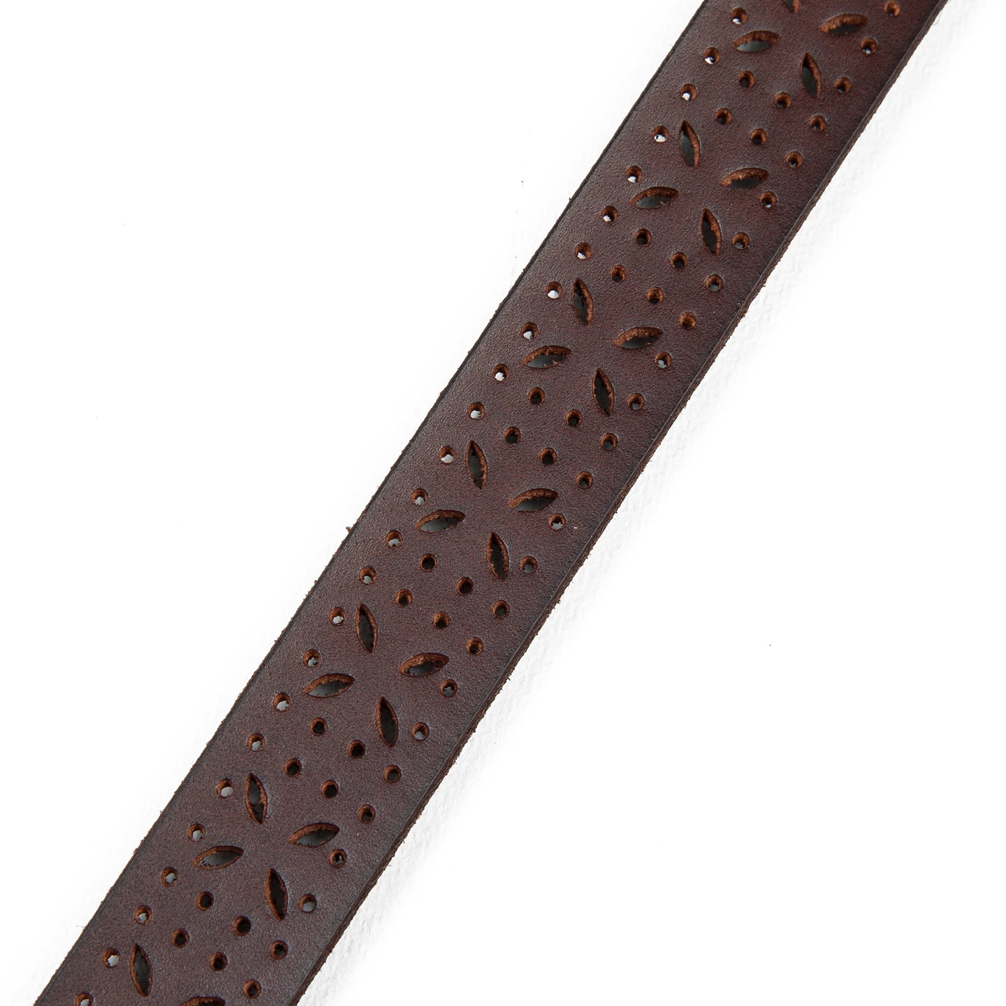 Perforated Pattern Leather Belt-Brown-5