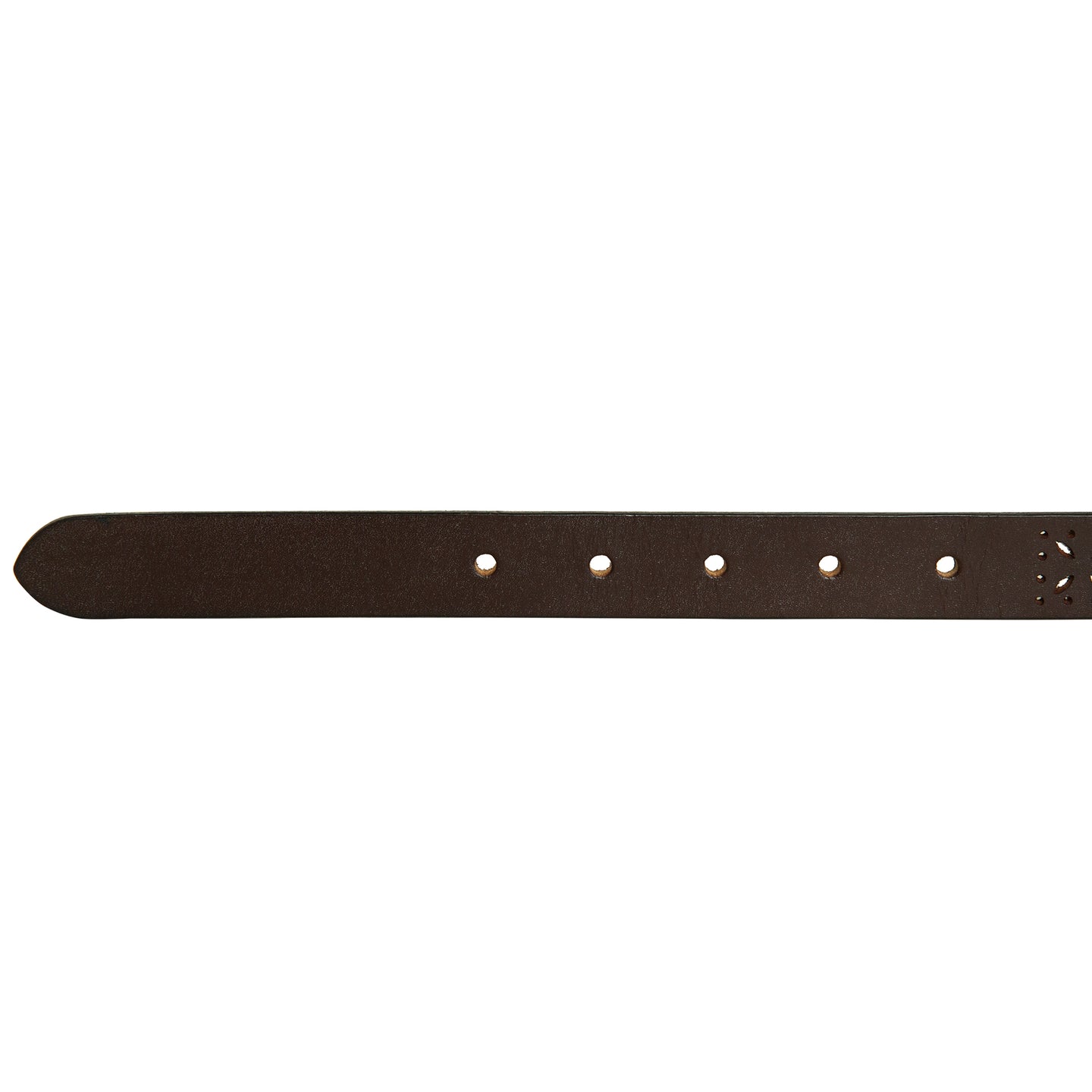 Perforated Pattern Leather Belt-Brown-6