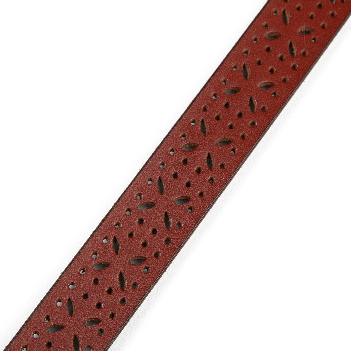 Perforated Pattern Leather Belt-TAN-11