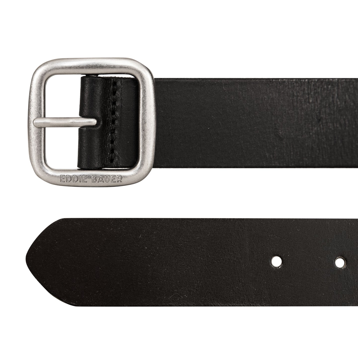 Center Bar Leather Jean Belt-Black-2