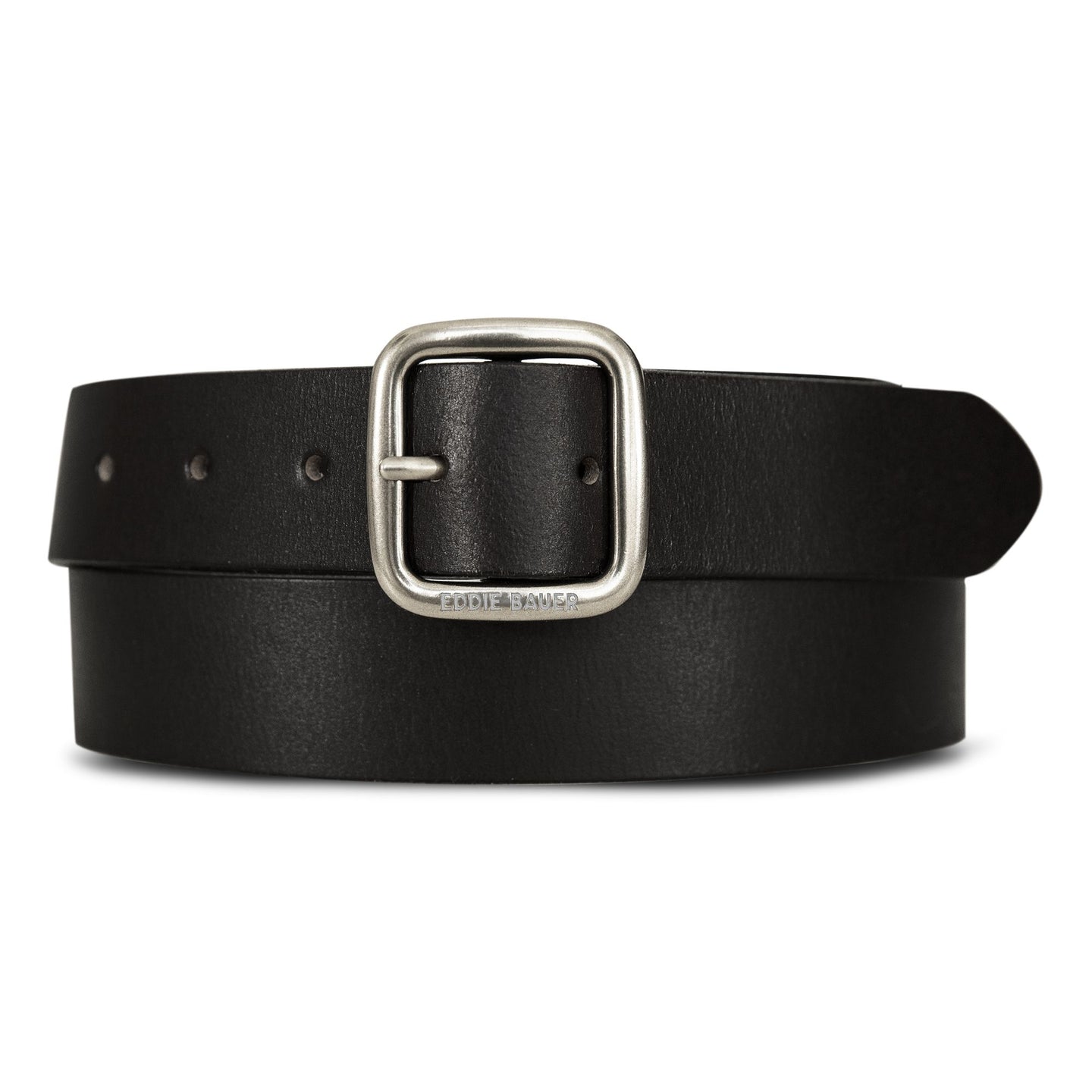 Center Bar Leather Jean Belt-Black-1