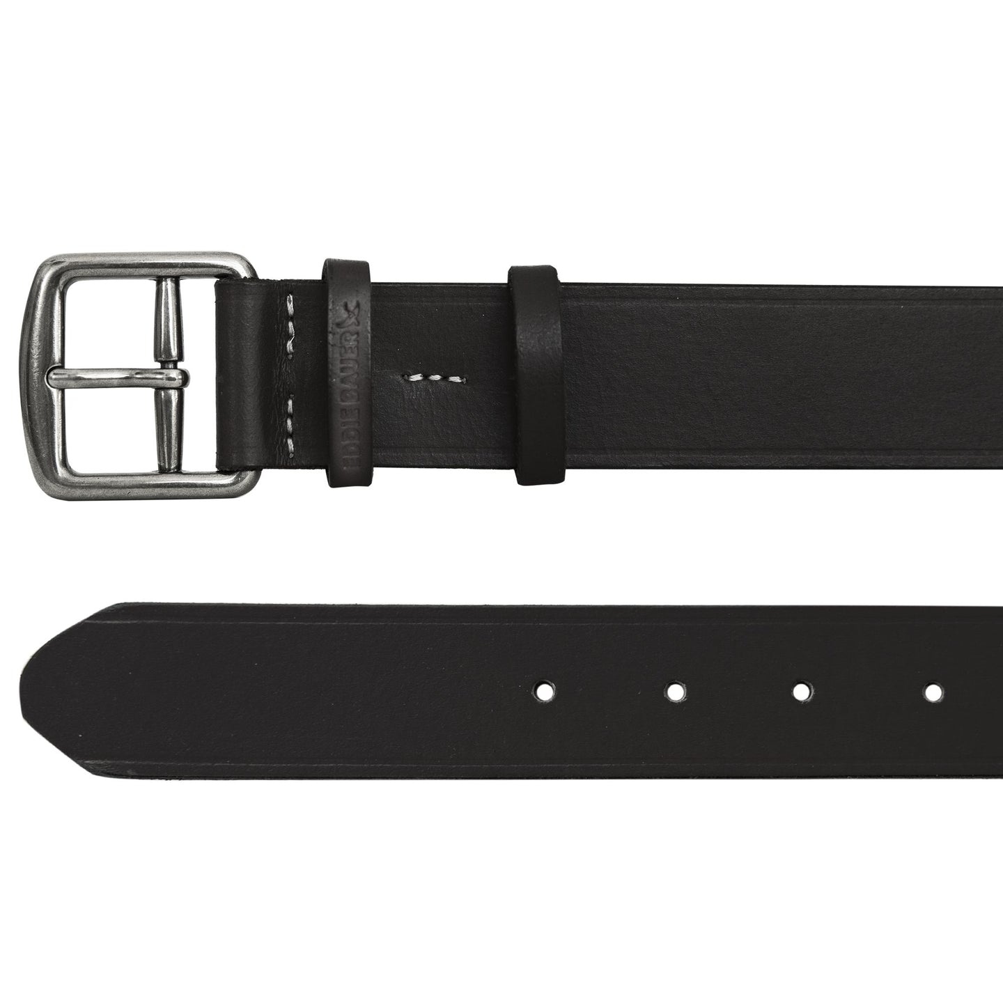 Double Keeper Leather Jean Belt-Black-2