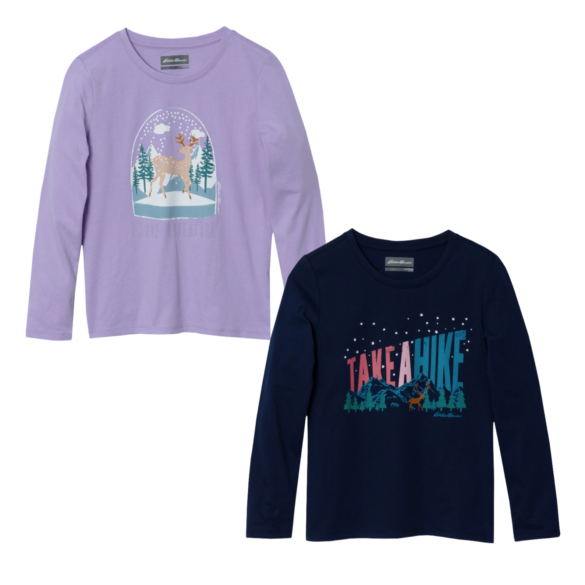 Eddie Bauer Kids Girls Graphic Long-Sleeve T-Shirt - 2 Pack