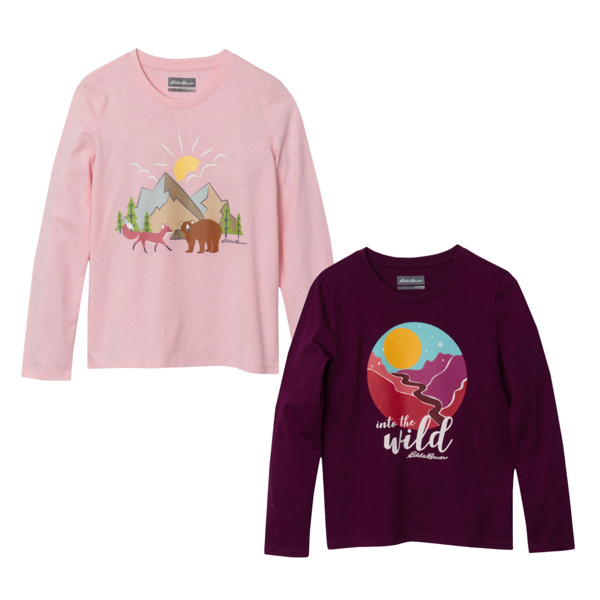 Eddie Bauer Kids Girls Graphic Long-Sleeve T-Shirt - 2 Pack