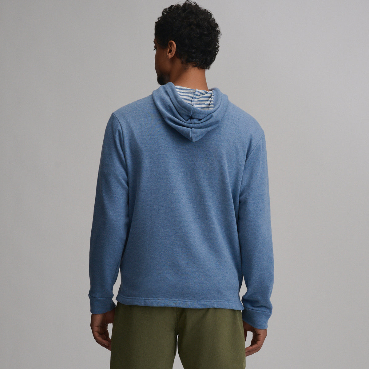 Men's Striped Hood Pullover-Hea/Blu-2