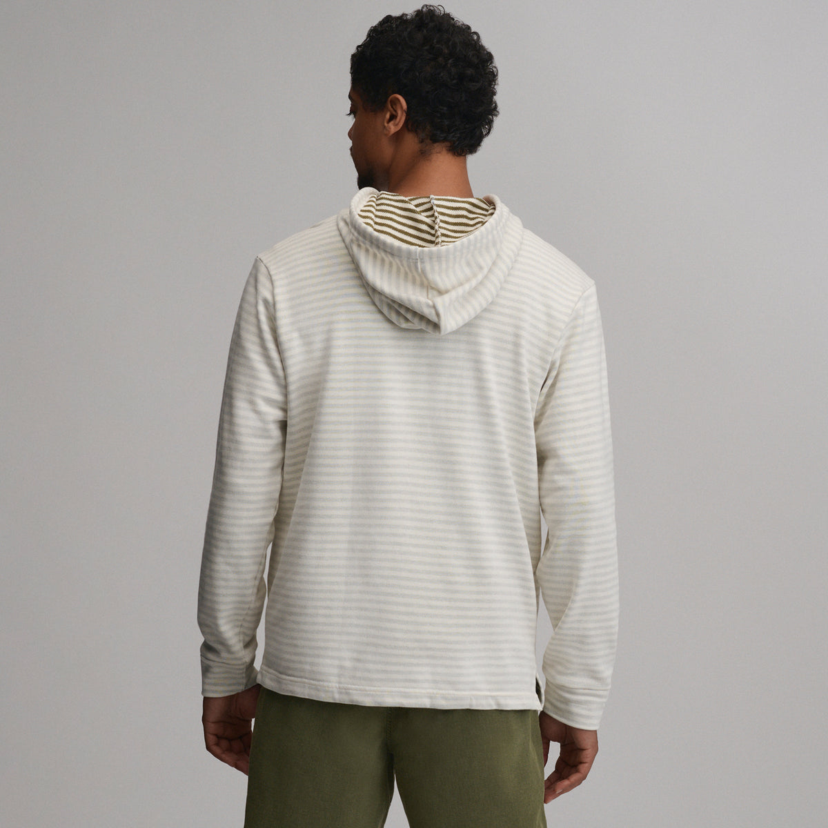 Men's Striped Hood Pullover-Ivory-7