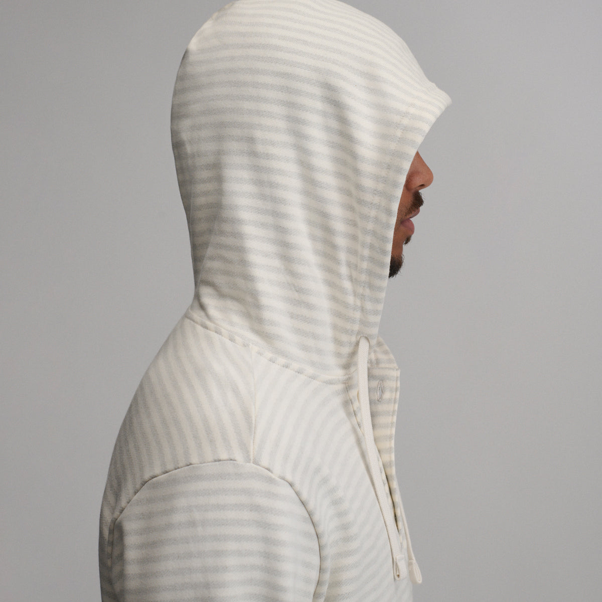 Men's Striped Hood Pullover-Ivory-8