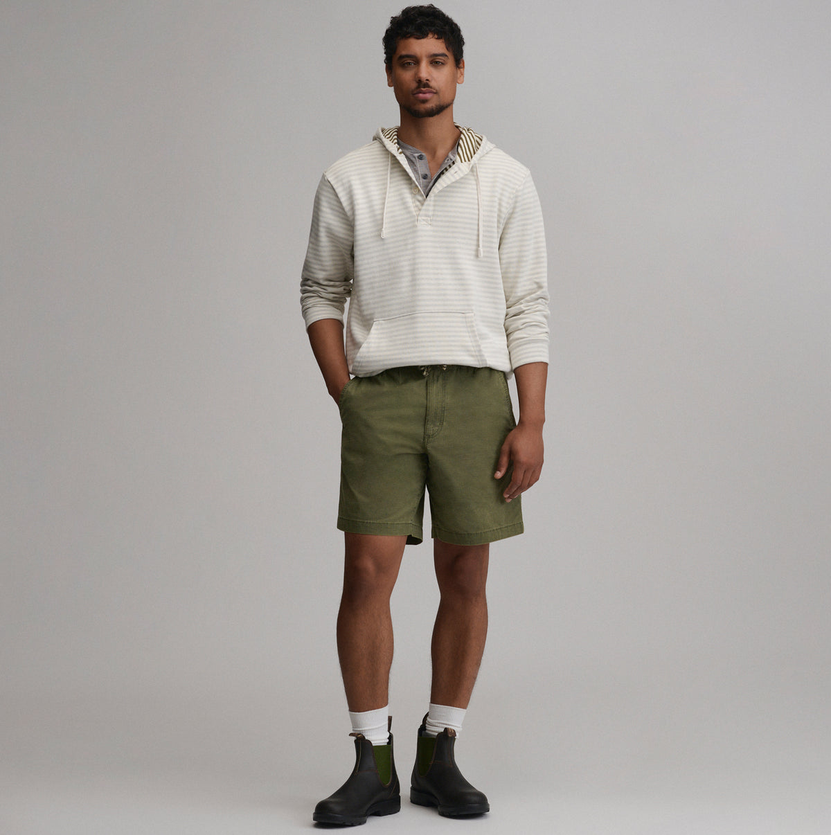 Men's Striped Hood Pullover-Ivory-10