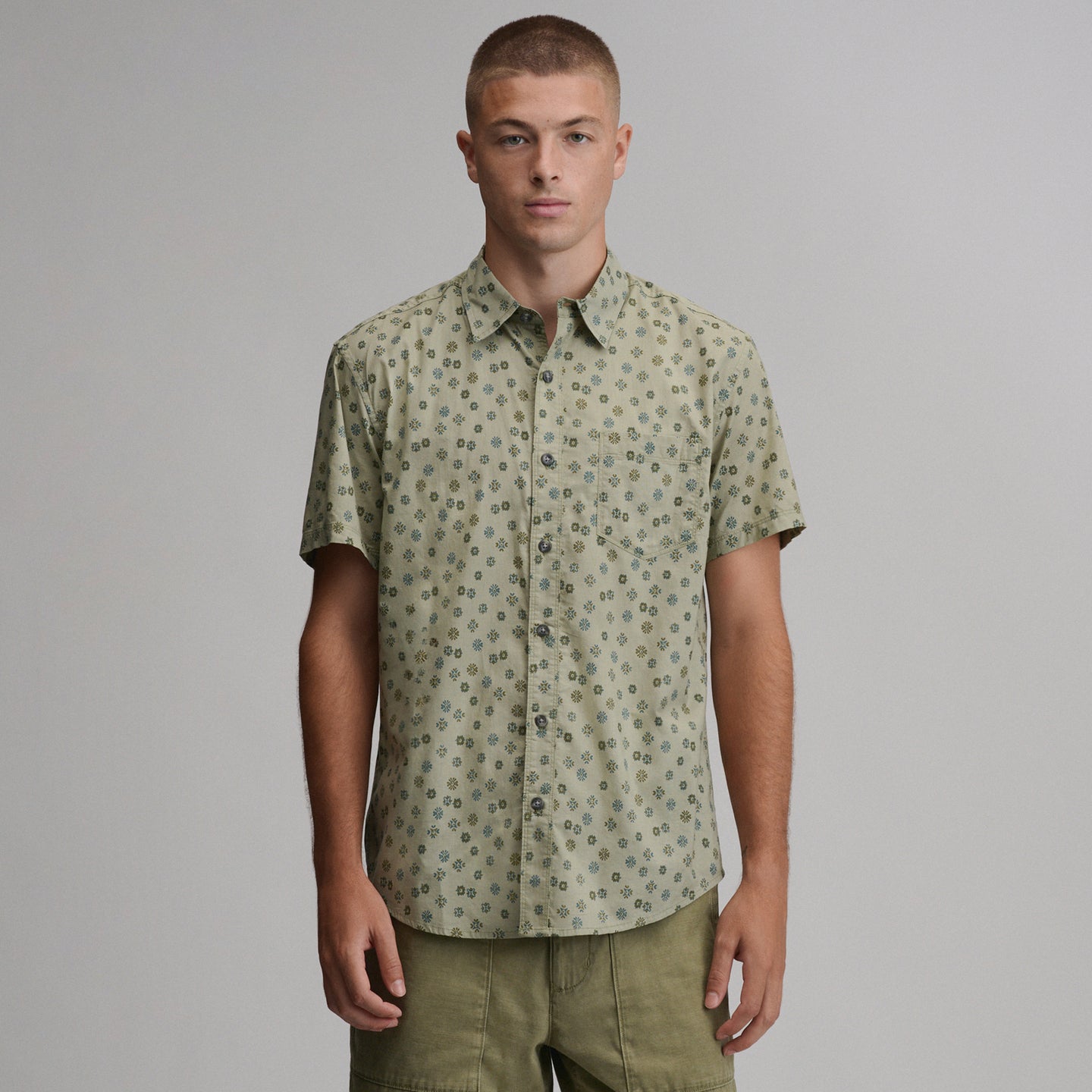 Men's Baja Short-Sleeve Shirt - Print-Dusty Sage-5