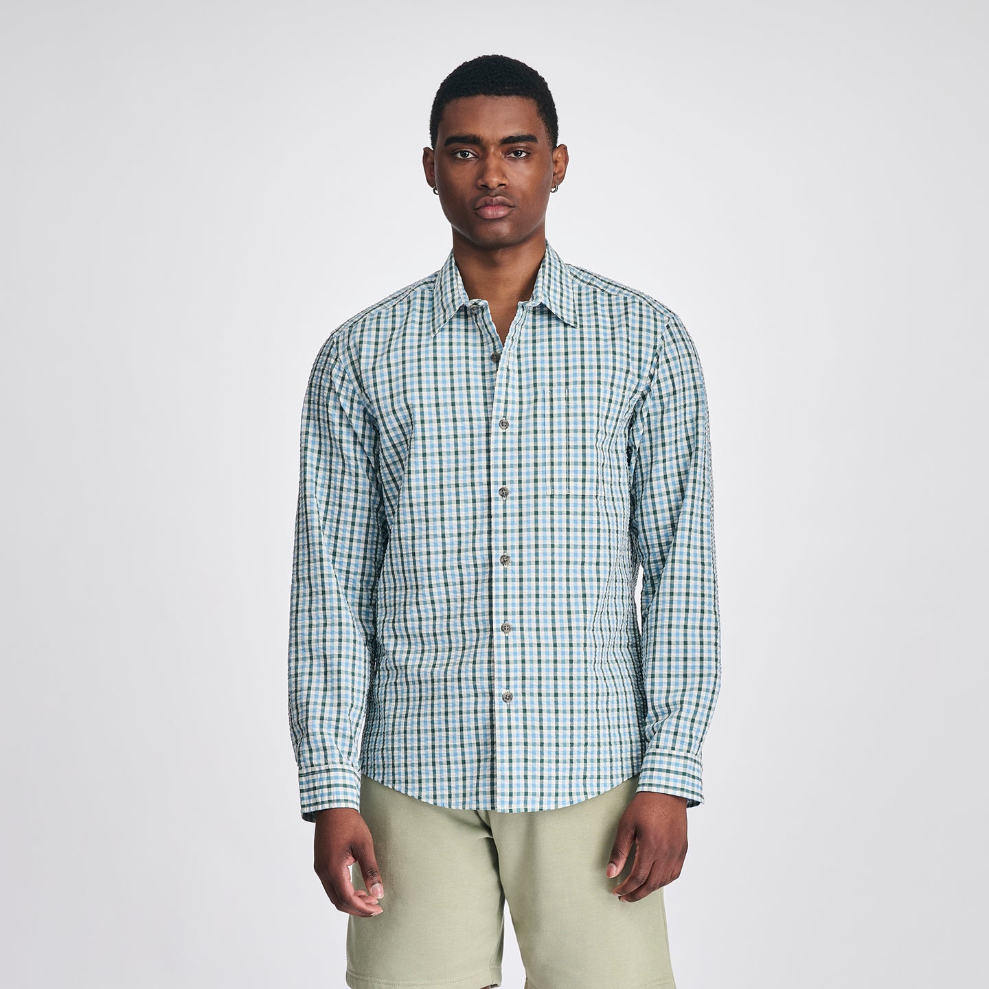 Men's Long-Sleeve Pack It 3.0 Seersucker Shirt-Clover-1