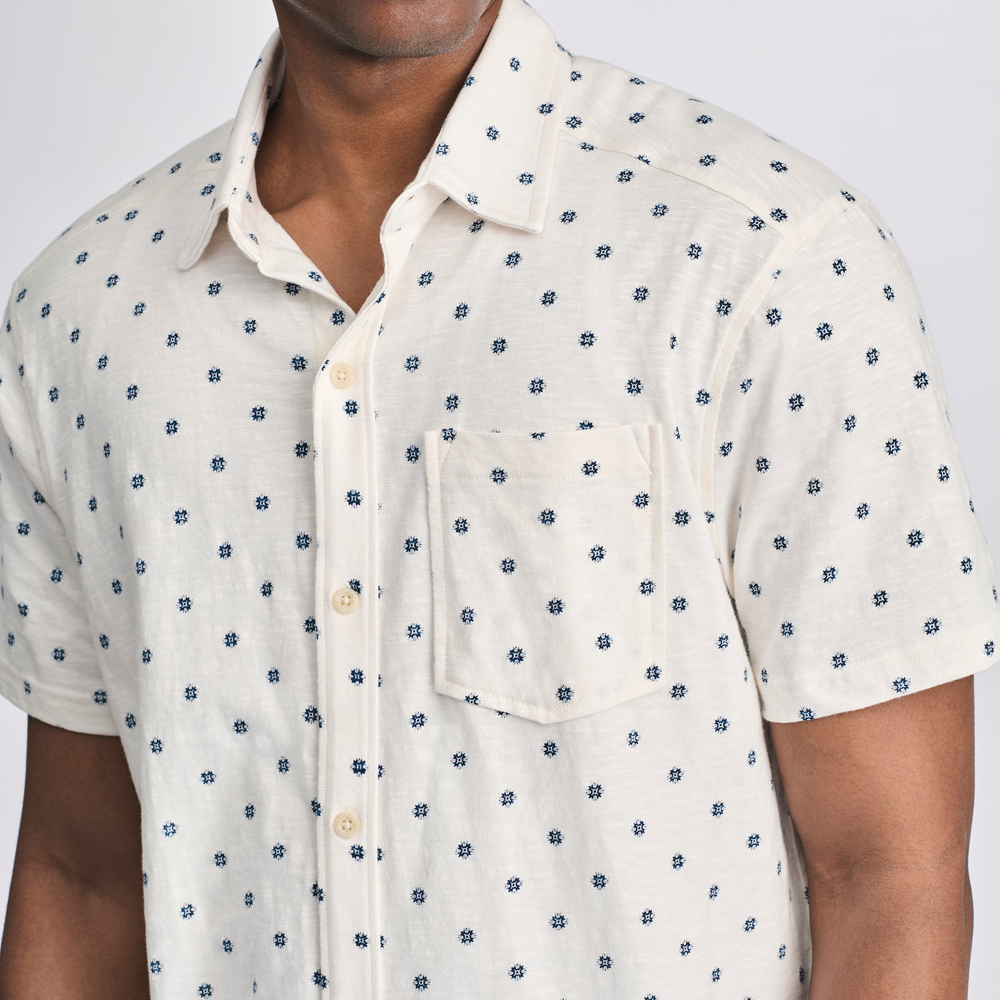 Men's Knit Baja Pocket Button-Up Shirt-Ivory-3