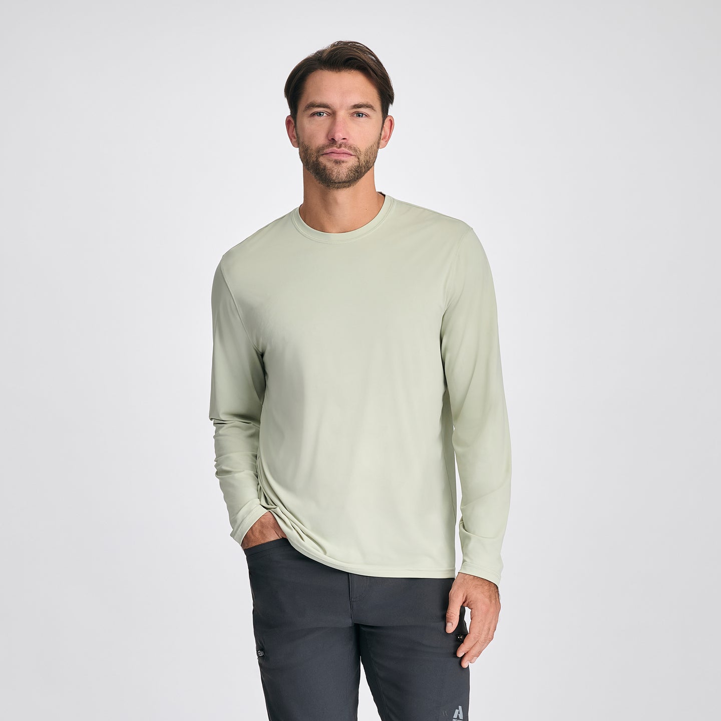 Men's LS Sundrift Upf Crew-Honeydew-1