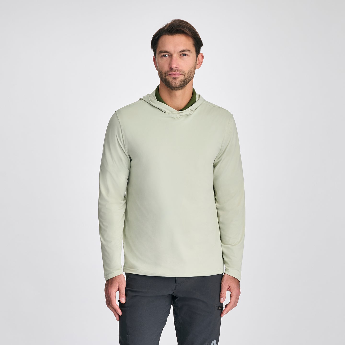 Men's LS Sundrift Upf Po Hoodie-Honeydew-1