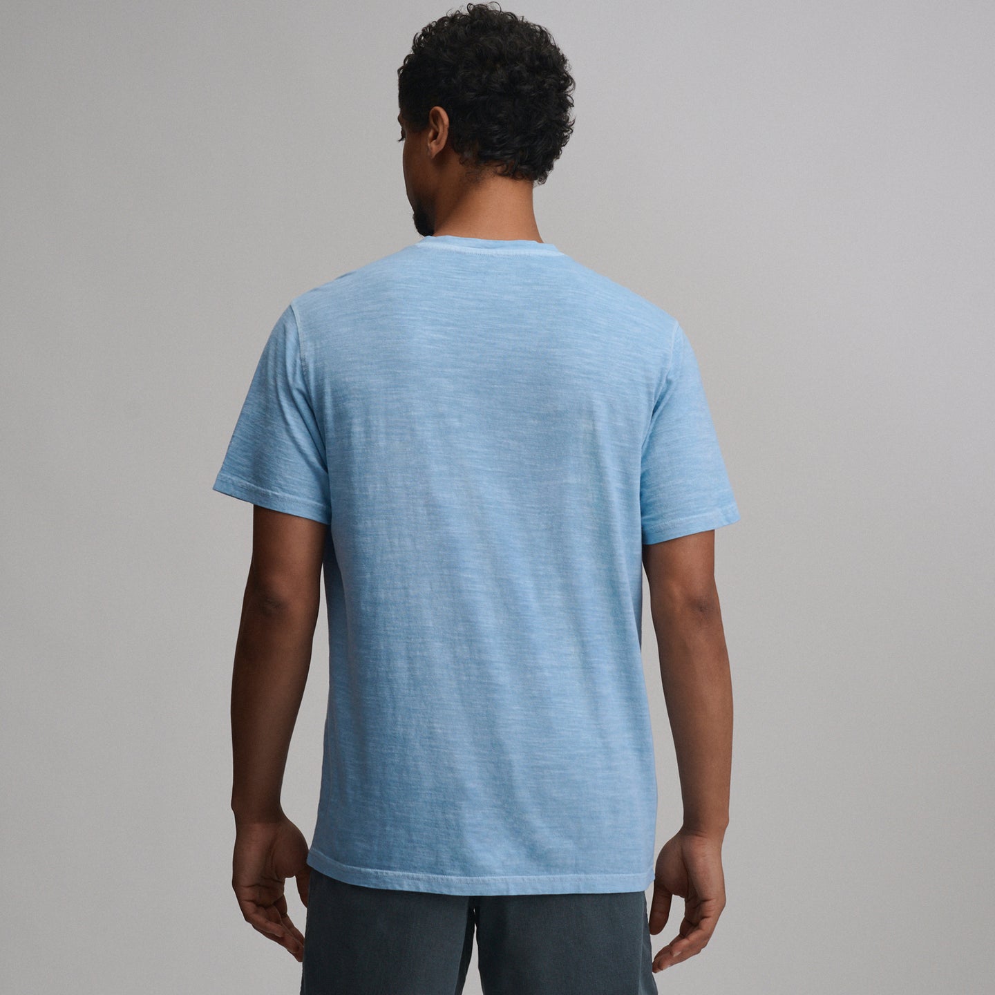 Men's Short-Sleeve Sunwashed Cotton Henley-Slate Blue-6