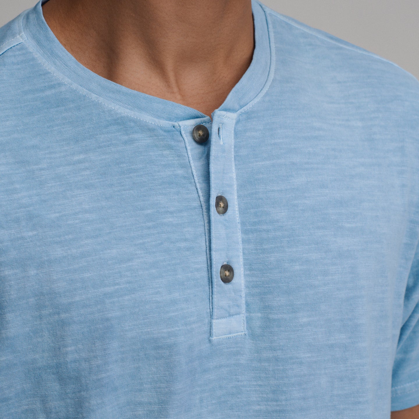 Men's Short-Sleeve Sunwashed Cotton Henley-Slate Blue-7