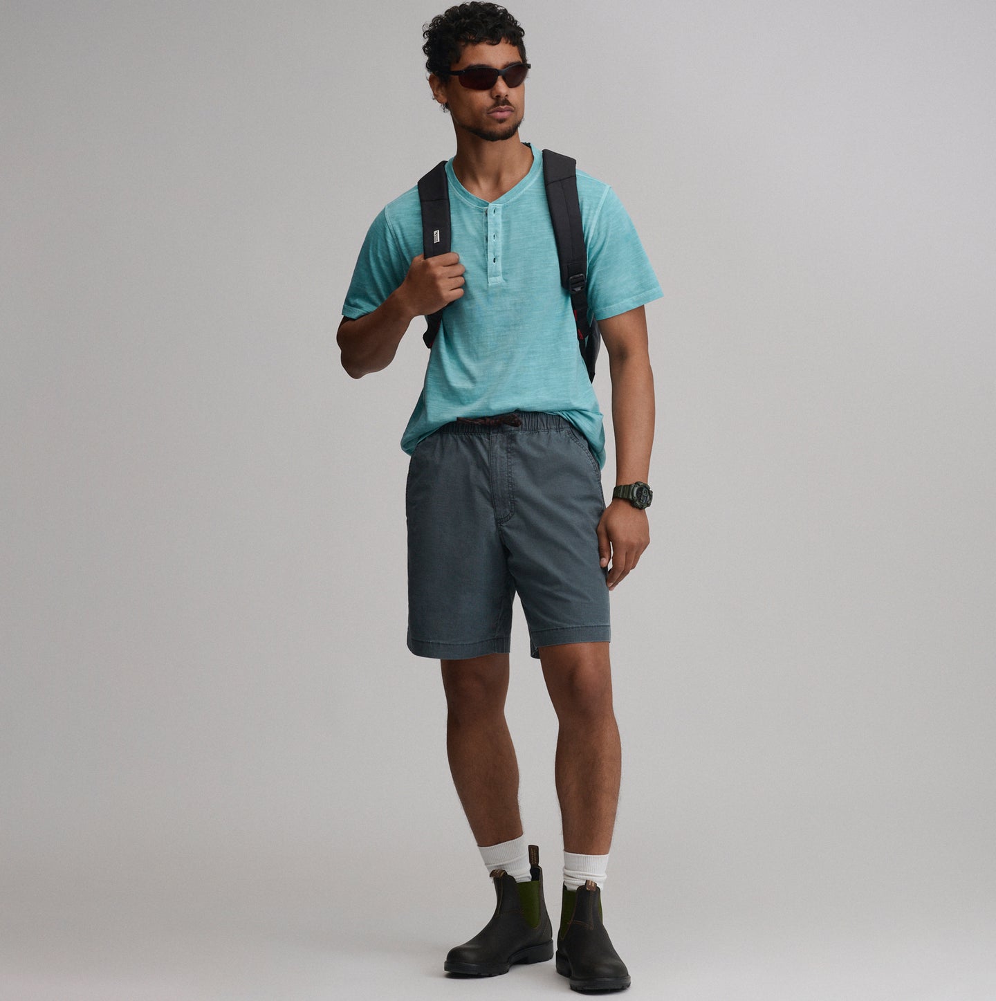 Men's Short-Sleeve Sunwashed Cotton Henley-Surf-12
