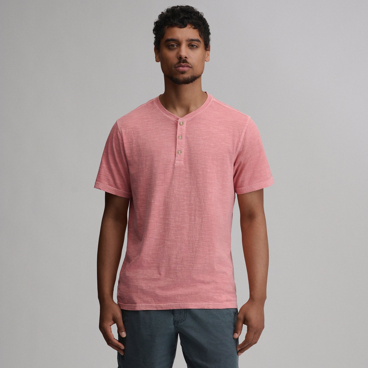 Men's Short-Sleeve Sunwashed Cotton Henley-Tangelo-13