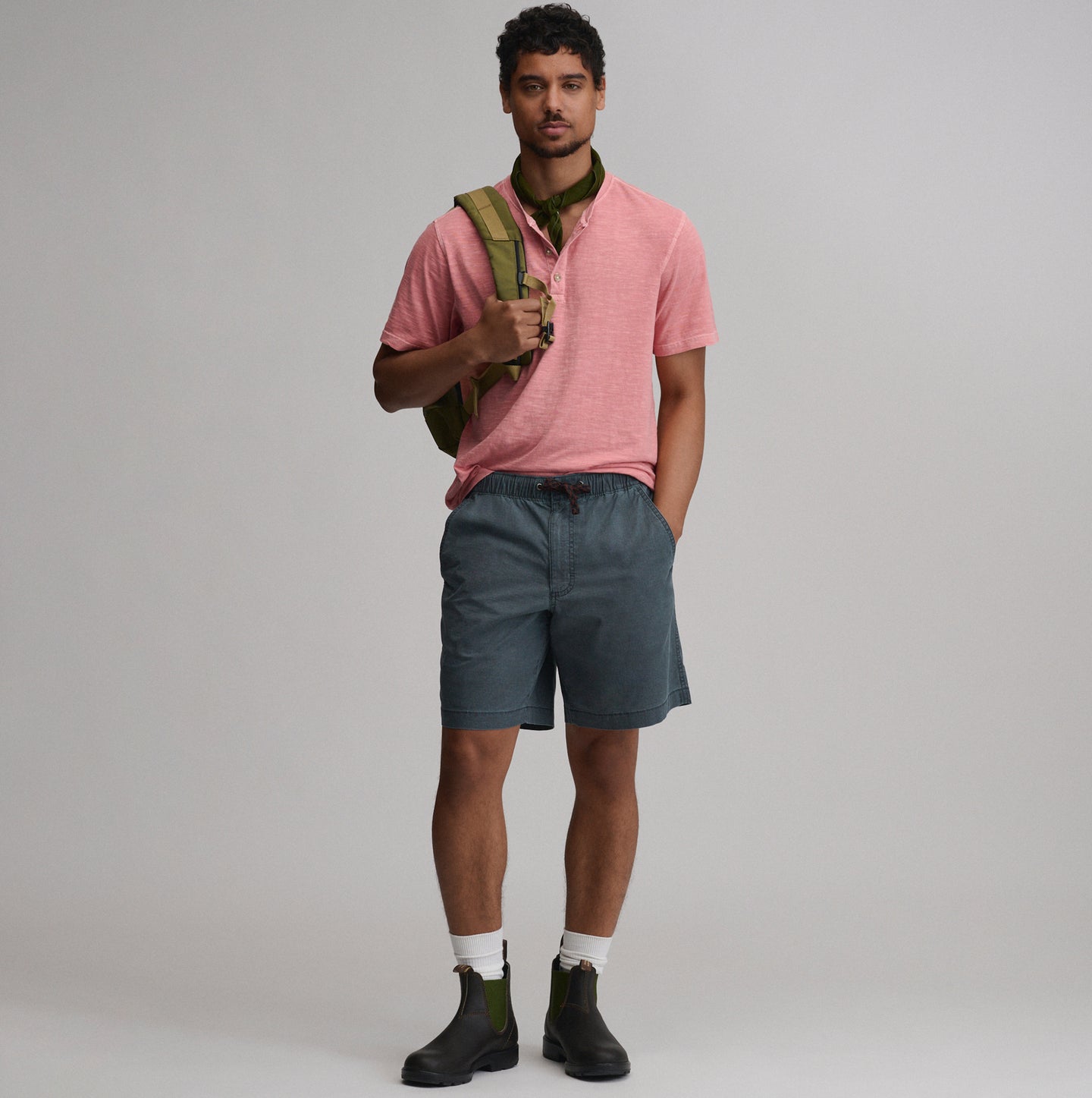 Men's Short-Sleeve Sunwashed Cotton Henley-Tangelo-16