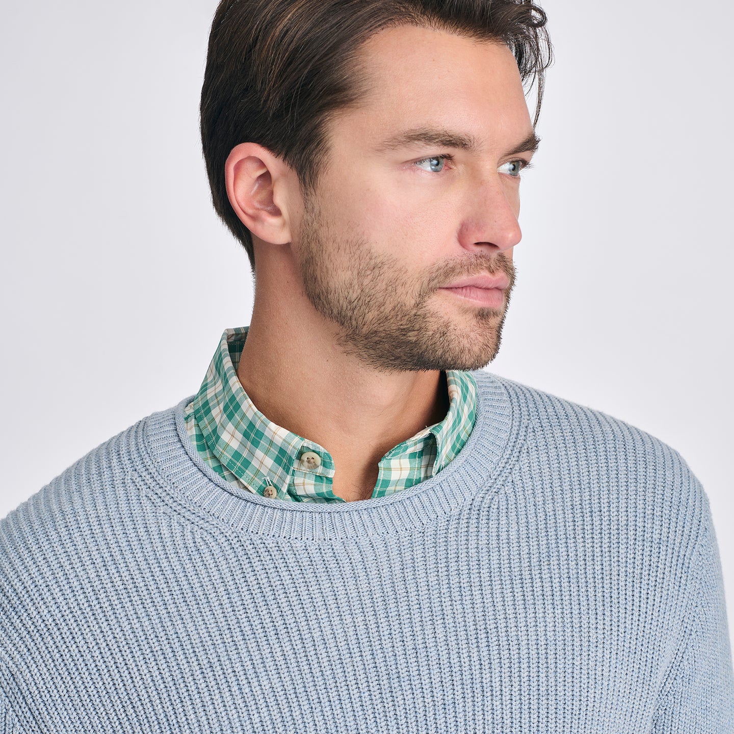 Men's Signature Roll Neck Sweater-Dusted Indigo Htr-6