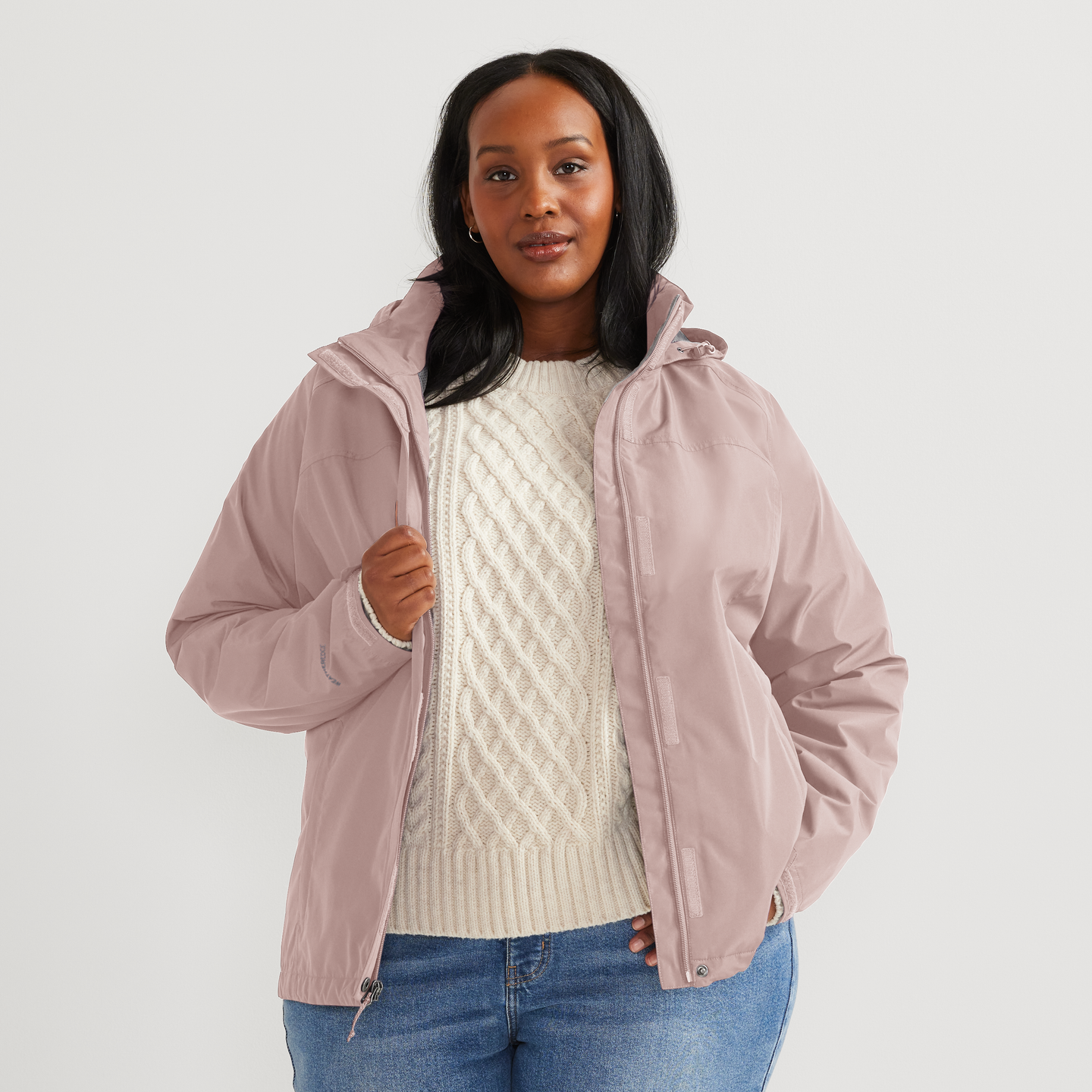 Women's Rainfoil® Waterproof Packable Hooded Rain Jacket-Calla Lily-Plus-C1