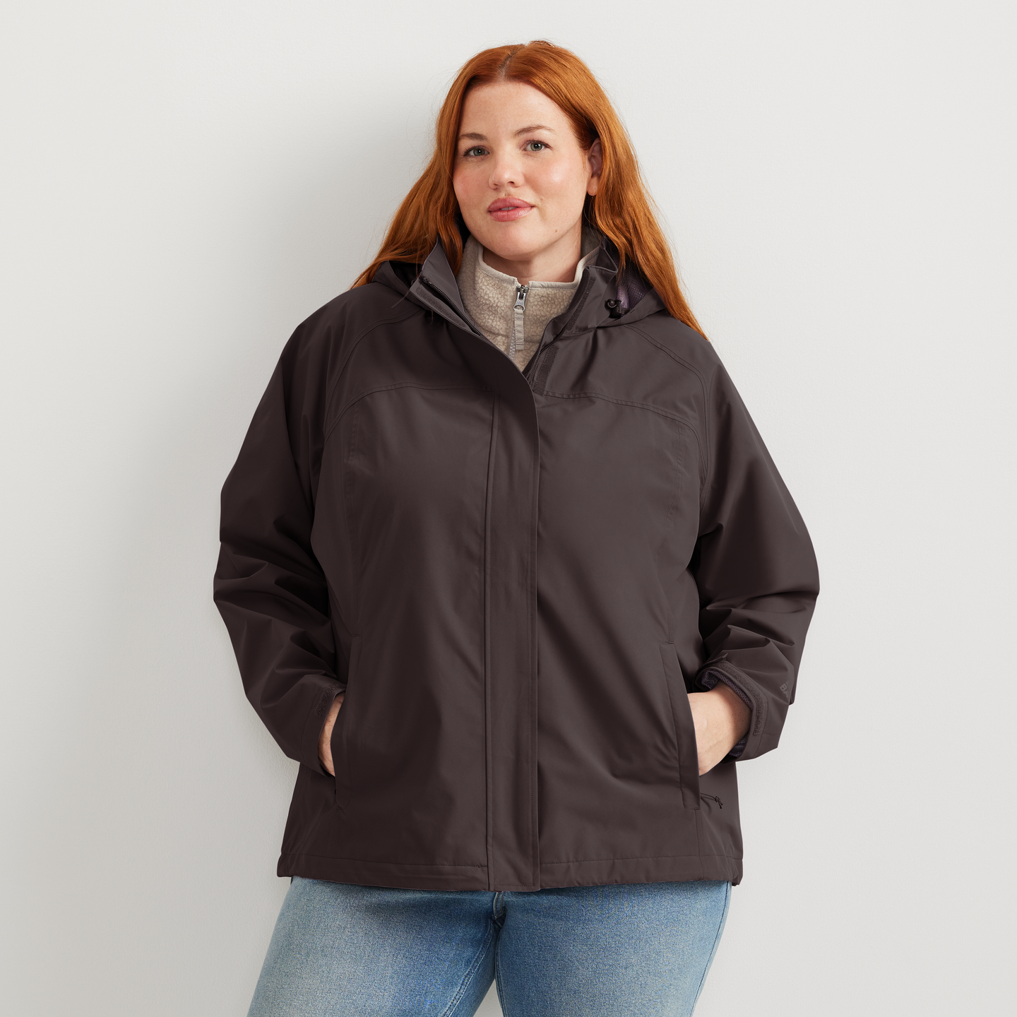 Women's Rainfoil® Waterproof Packable Hooded Rain Jacket-Aubergine-Plus-C1