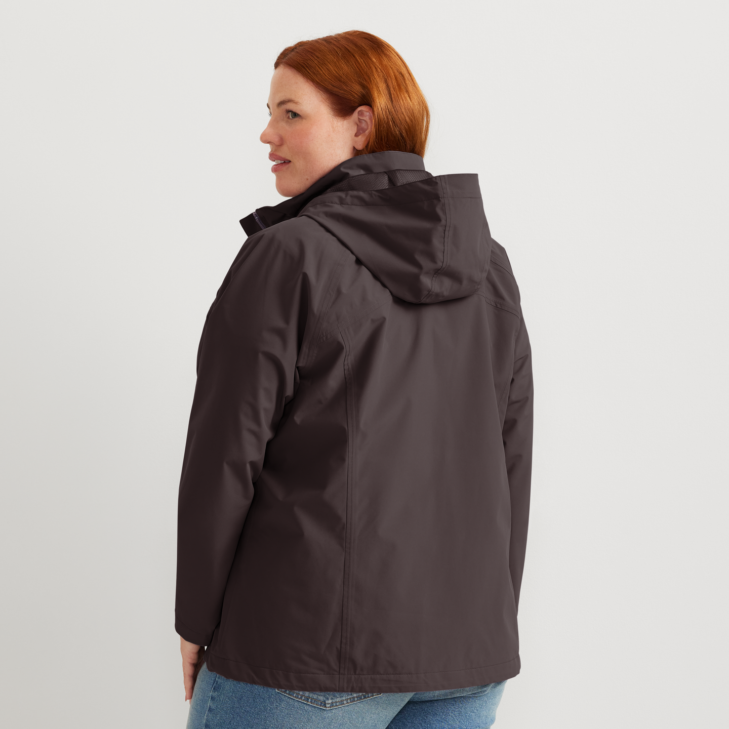 Women's Rainfoil® Waterproof Packable Hooded Rain Jacket-Aubergine-Plus-F1