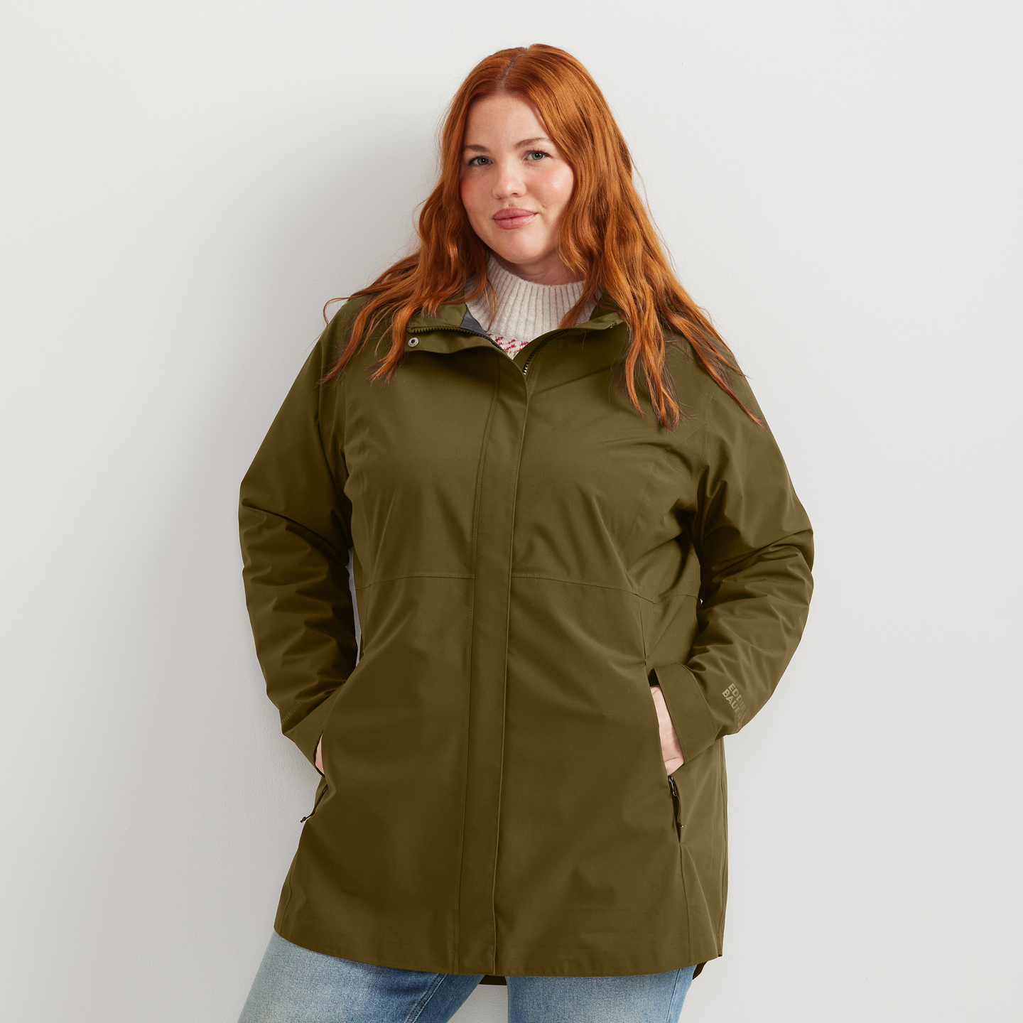 Women's Cloud Cap Waterproof Stretch Hooded Rain Parka-Alder-Plus-C1