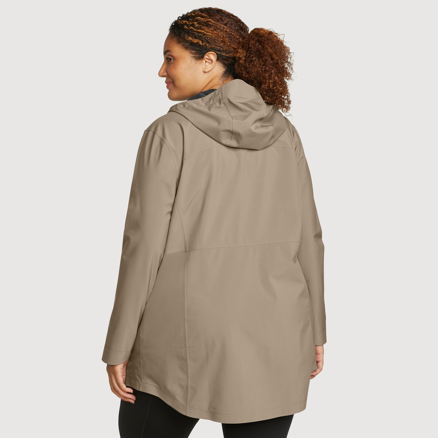 Women's Cloud Cap Waterproof Stretch Hooded Rain Parka-Tan-Plus-F1