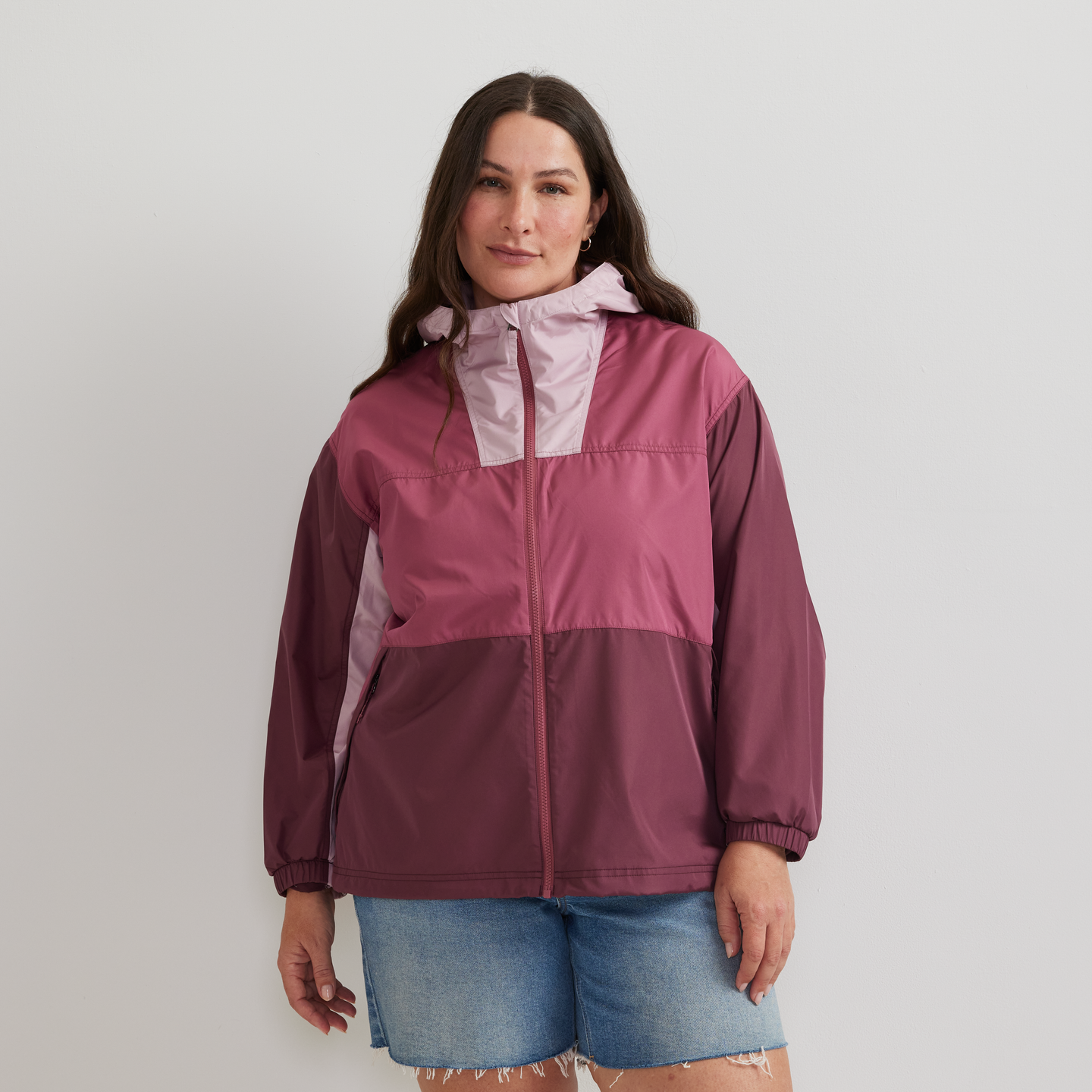 Women's Momentum Windproof Hoodie-CLARET-Plus-C1