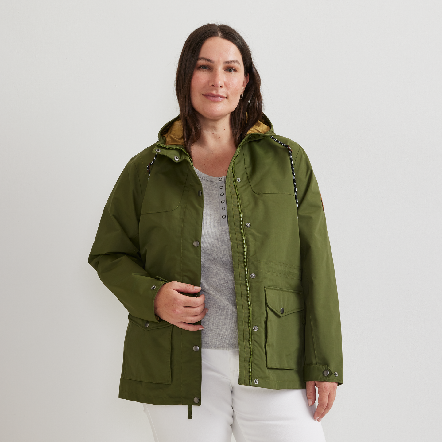 Women's Charly Waterproof Hooded Rain Jacket-Irish Moss-Plus-C1