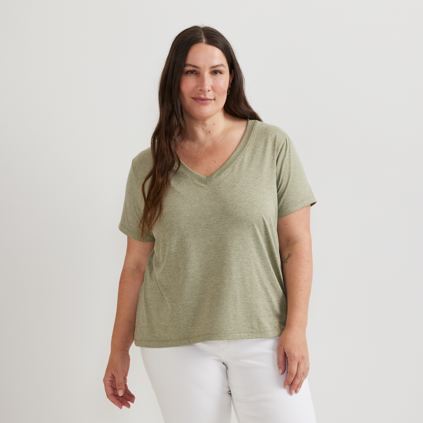 Women's Surreal Travel V-Neck T-Shirt-Palm-Plus-C1