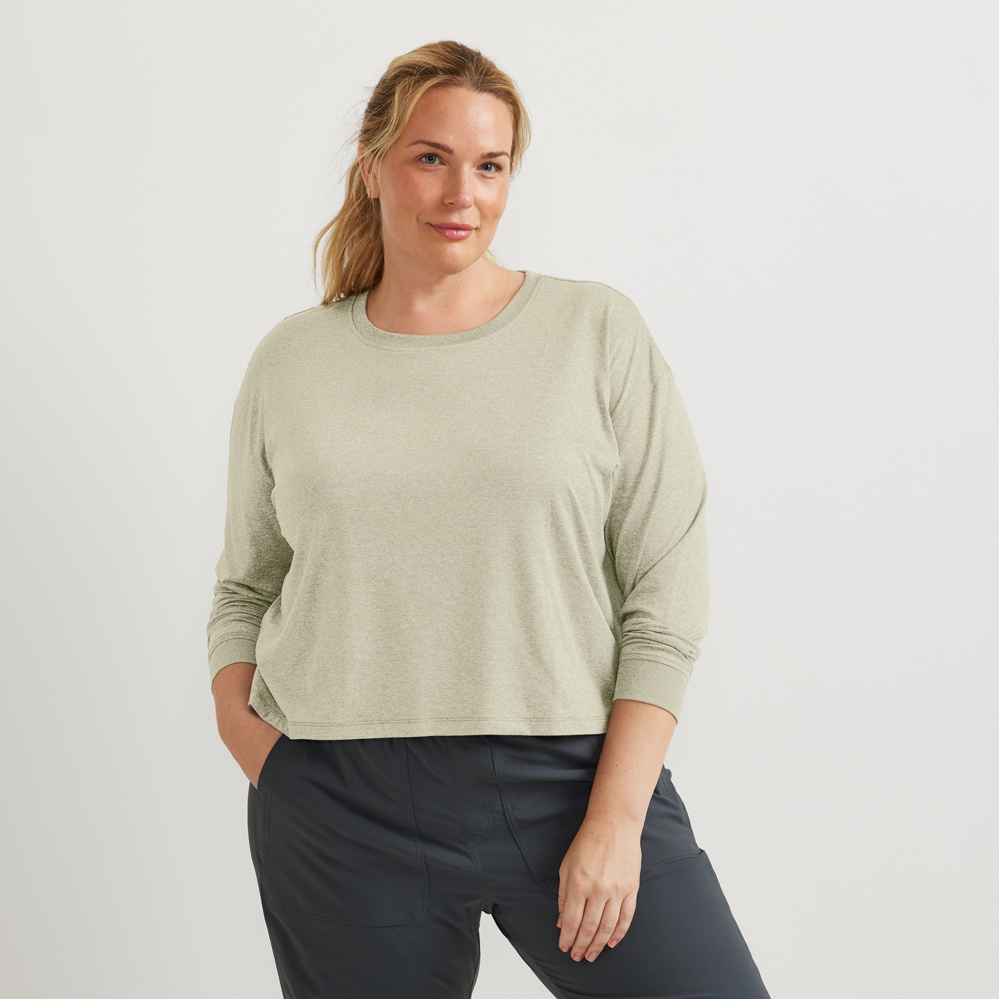 Women's Surreal Travel Long-Sleeve Shirt-Honeydew-Plus-C1