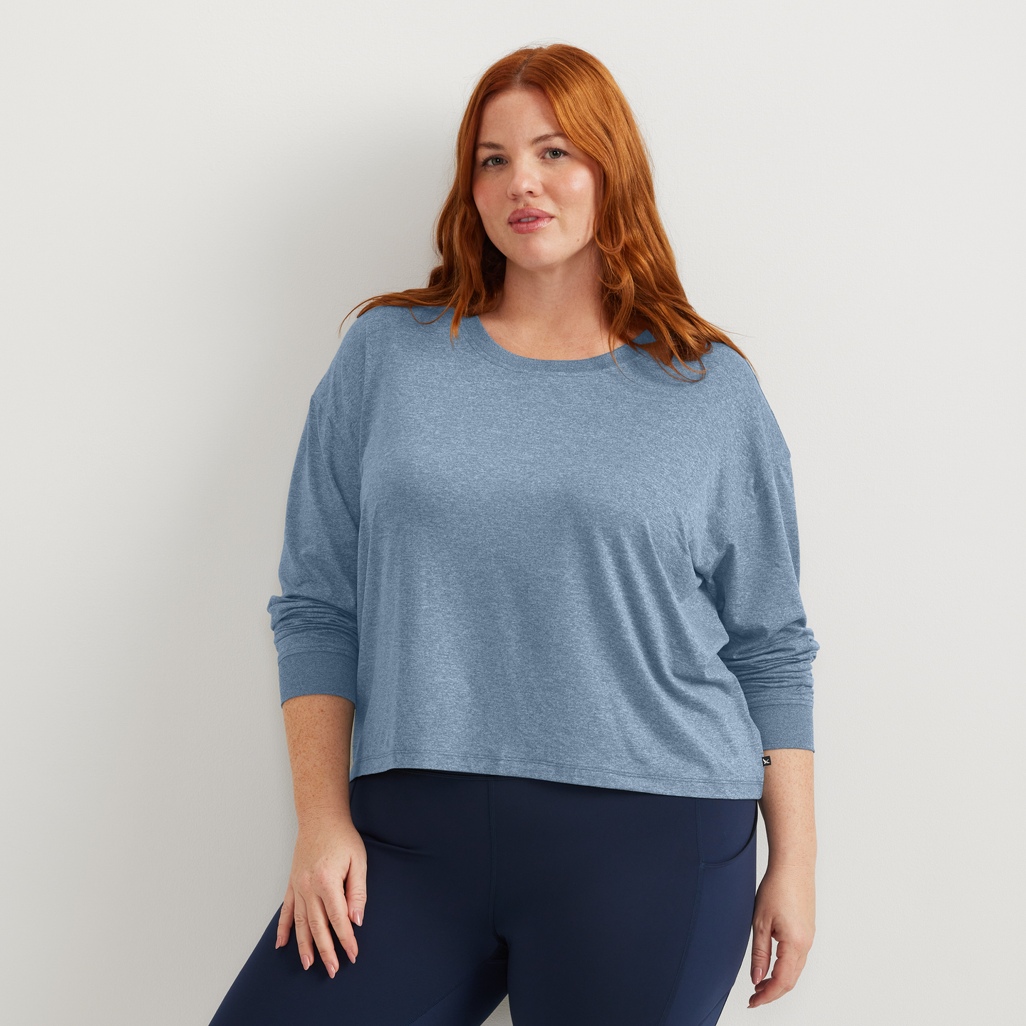 Women's Surreal Travel Long-Sleeve Shirt-Tile Blue-Plus-C1