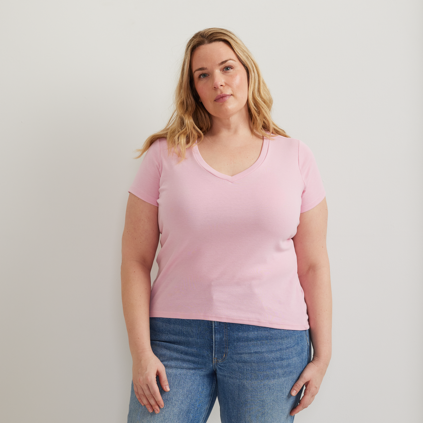 Women's Everyday Short-Sleeve V-Neck T-Shirt-Peony-Plus-C1