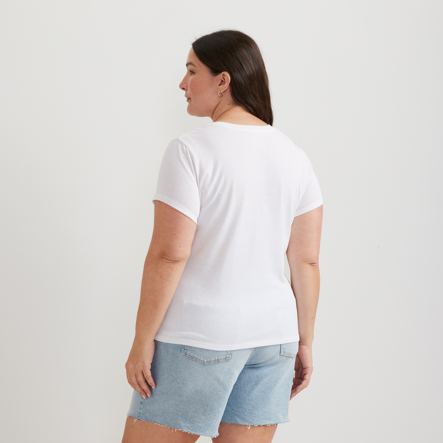 Women's Everyday Short-Sleeve V-Neck T-Shirt-White-Plus-F1