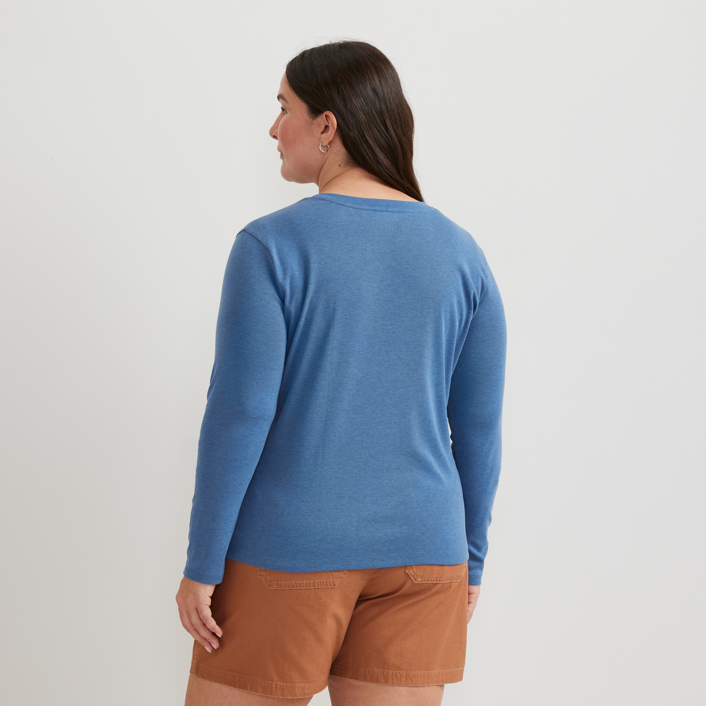 Women's Everyday Long-Sleeve V-Neck T-Shirt-Tile Blue-Plus-F1