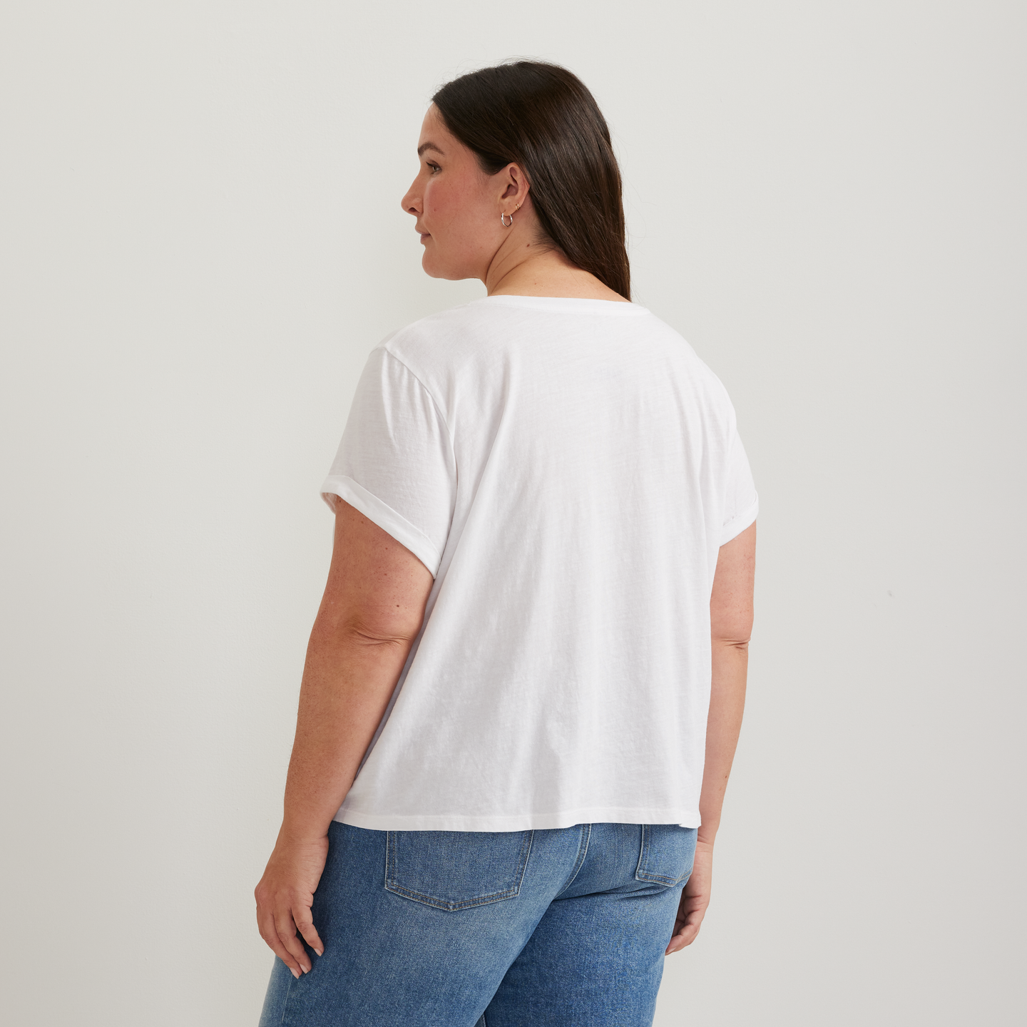 Women's Sunwashed V-Neck T-Shirt-White-Plus-F1