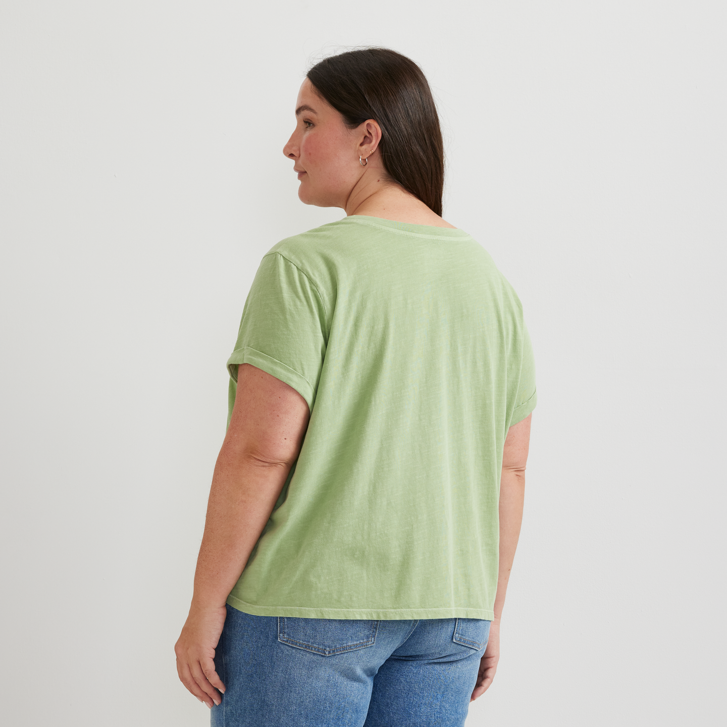 Women's Sunwashed V-Neck T-Shirt-Leaf-Plus-F1