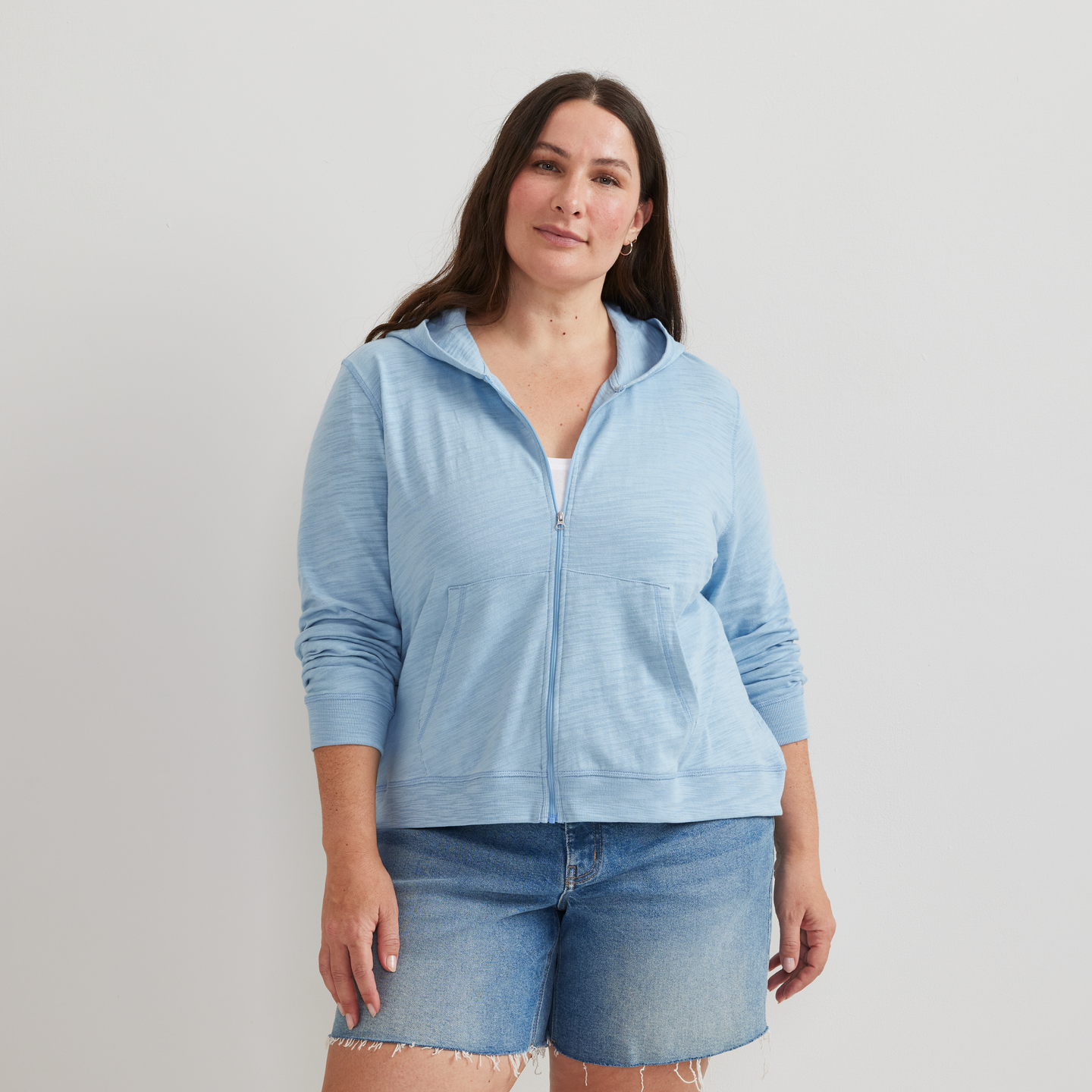 Women's Waverly Cotton Slub Full-Zip Sweatshirt-Slate Blue-Plus-C1