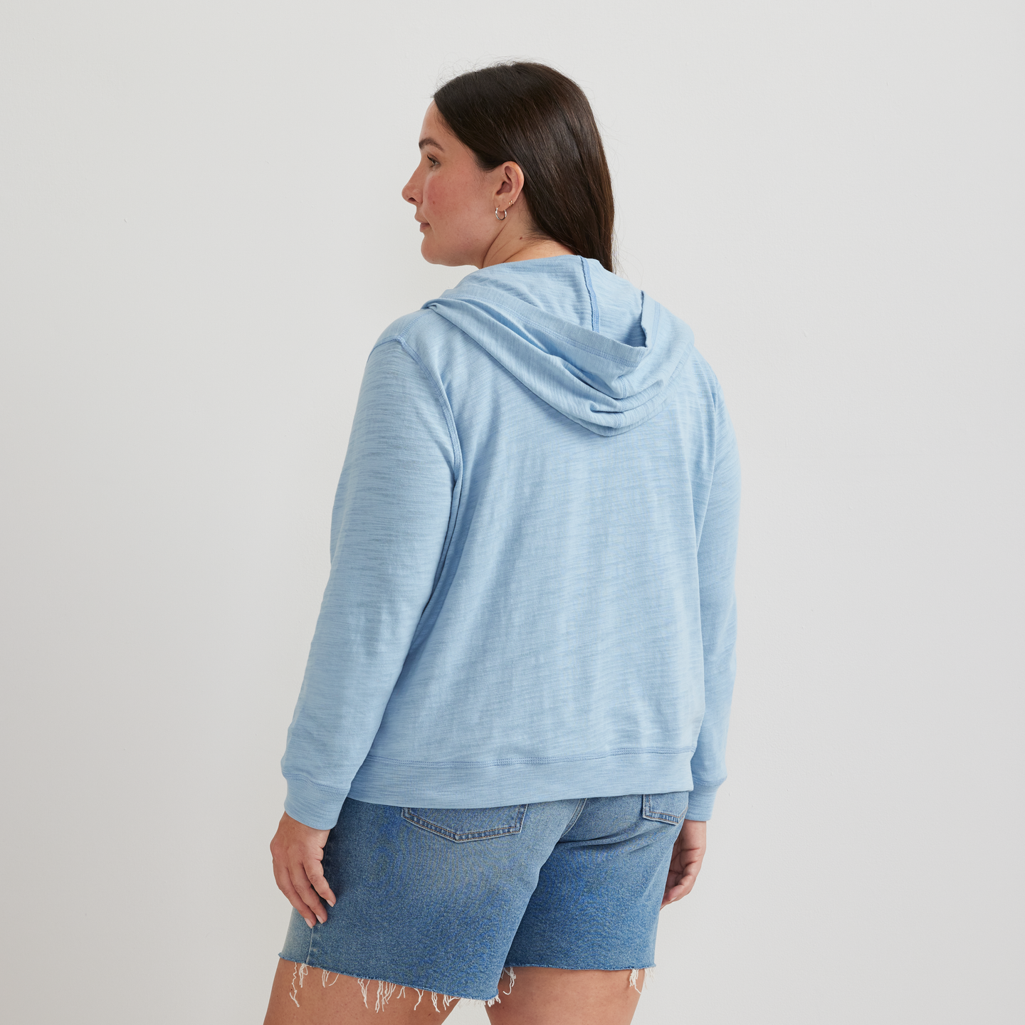 Women's Waverly Cotton Slub Full-Zip Sweatshirt-Slate Blue-Plus-F1
