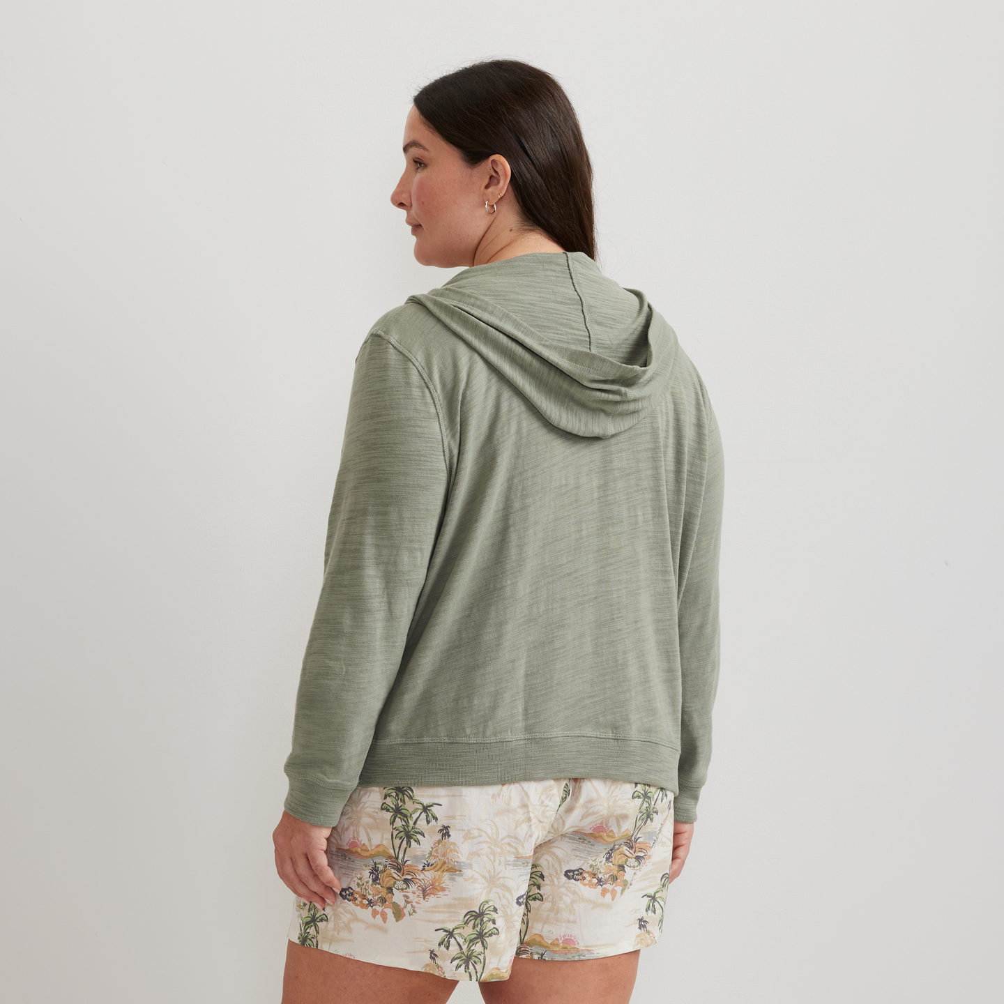 Women's Waverly Cotton Slub Full-Zip Sweatshirt-Sage-Plus-F1
