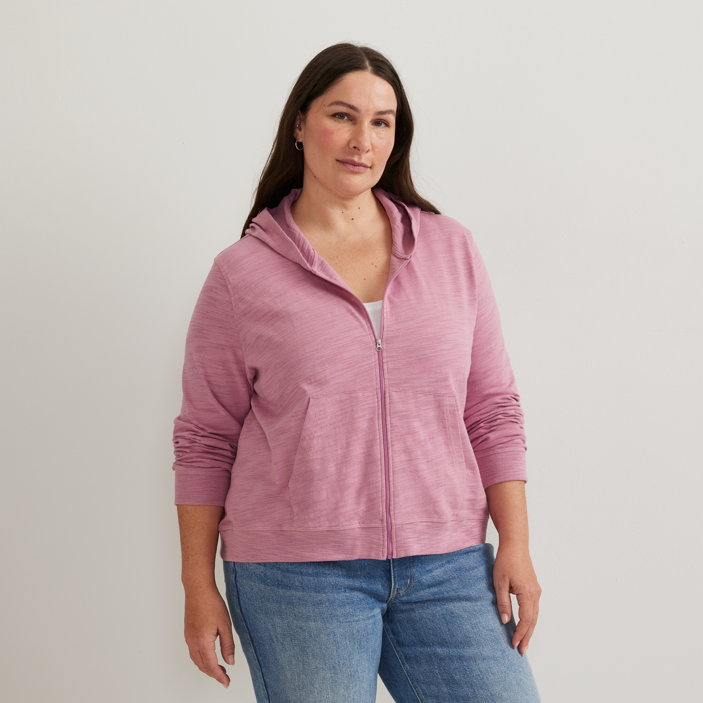 Women's Waverly Cotton Slub Full-Zip Sweatshirt-Vintage Rose-Plus-C1