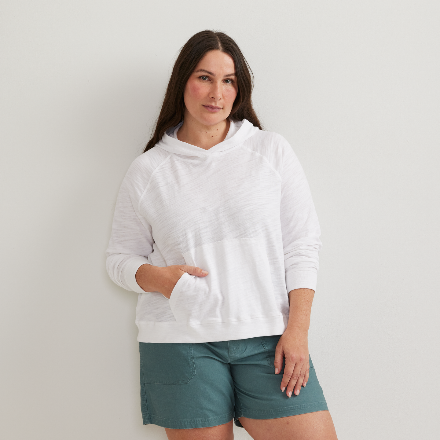 Women's Waverly Cotton Slub Hoodie-White-Plus-C1