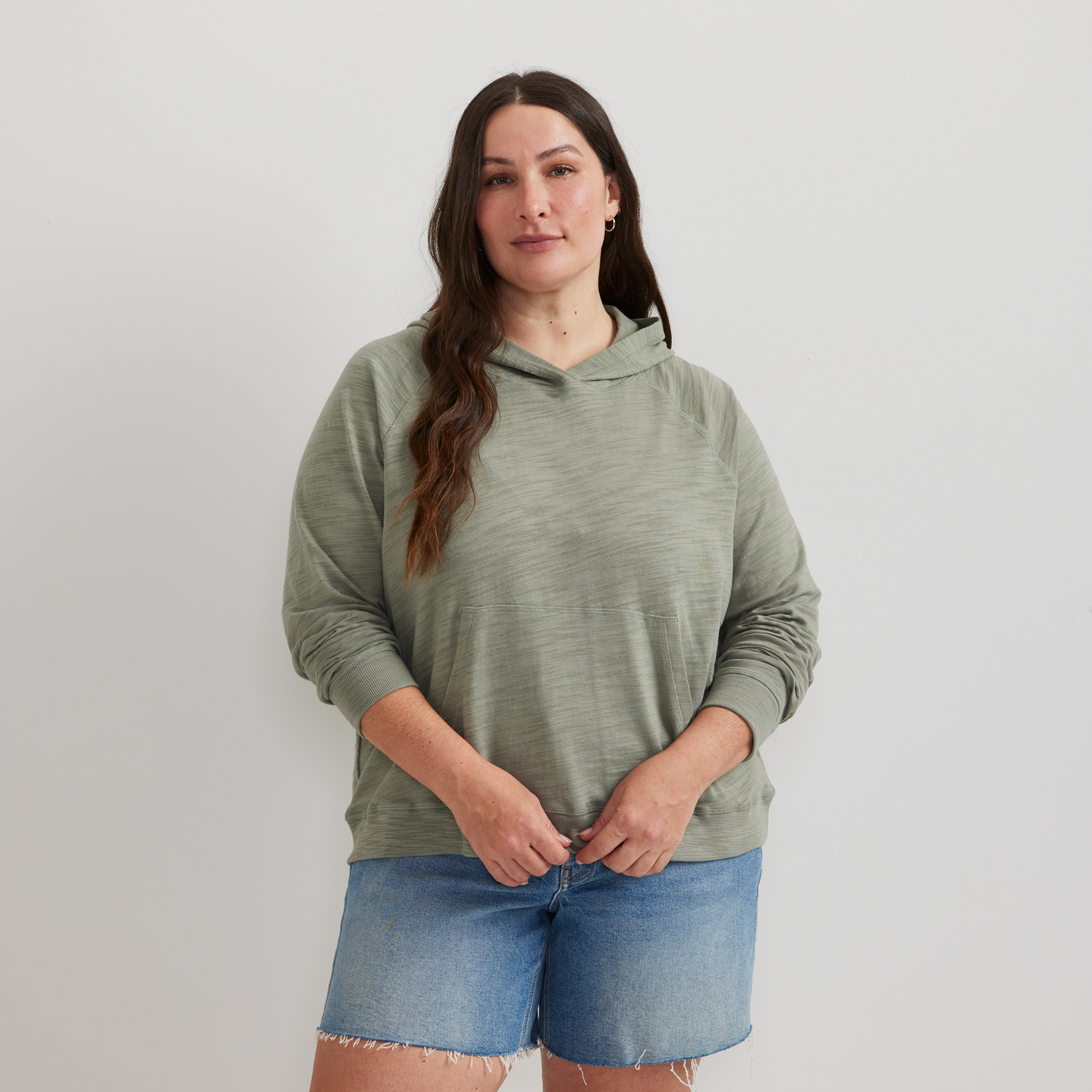 Women's Waverly Cotton Slub Hoodie-Sage-Plus-C1