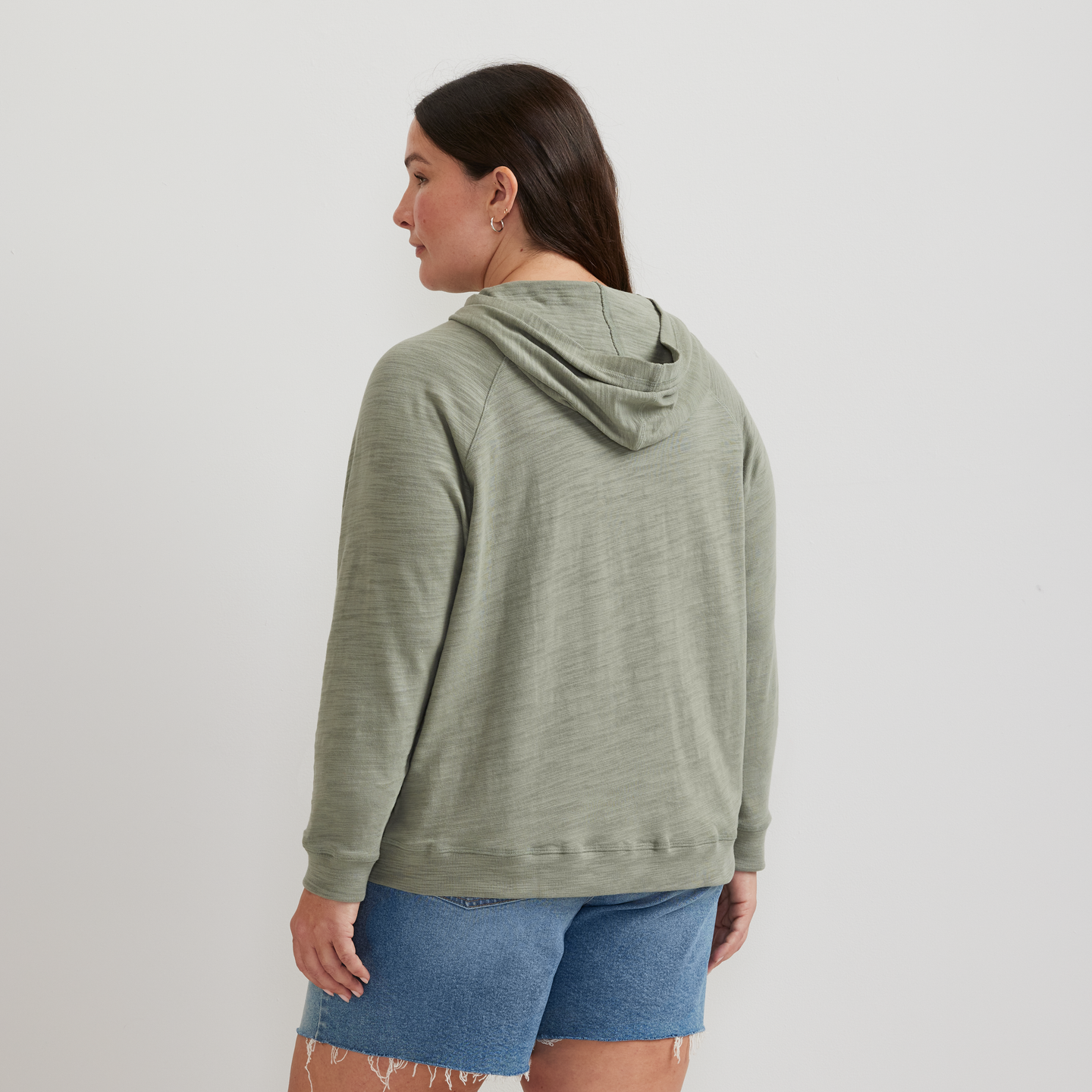 Women's Waverly Cotton Slub Hoodie-Sage-Plus-F1