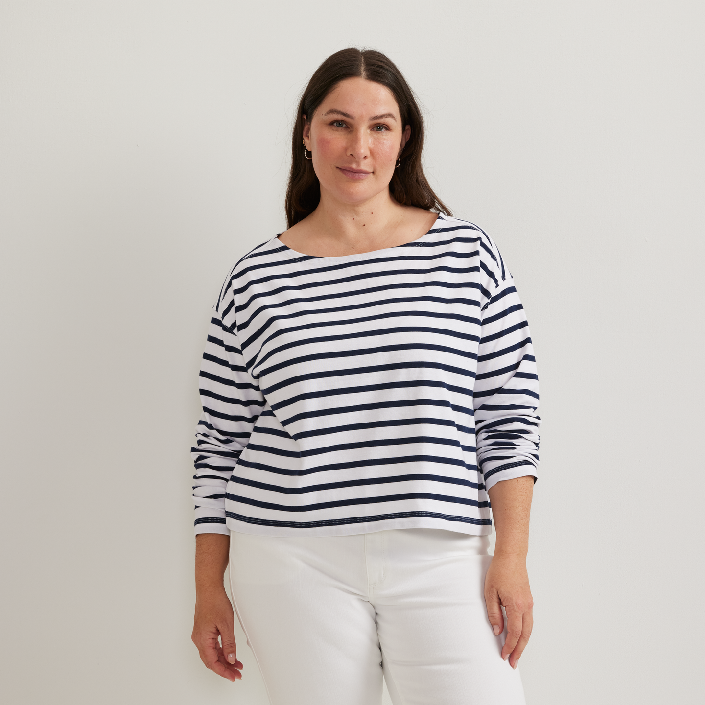 Women's Sailor Bateau Neck T-Shirt-Brook-Plus-C1